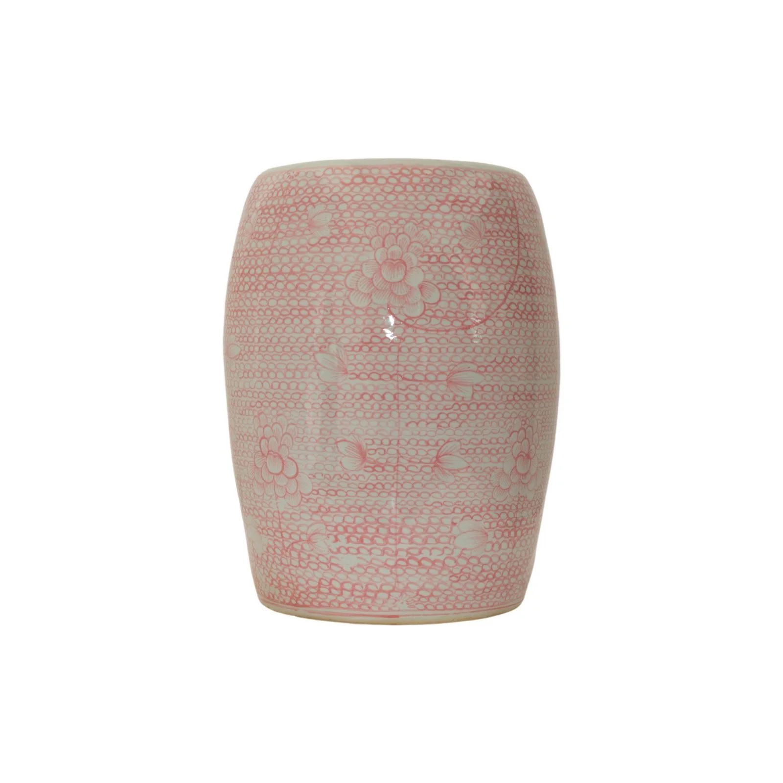 Barclay Butera Couture Soft Pink Porcelain Garden Stool Twisted Lotus