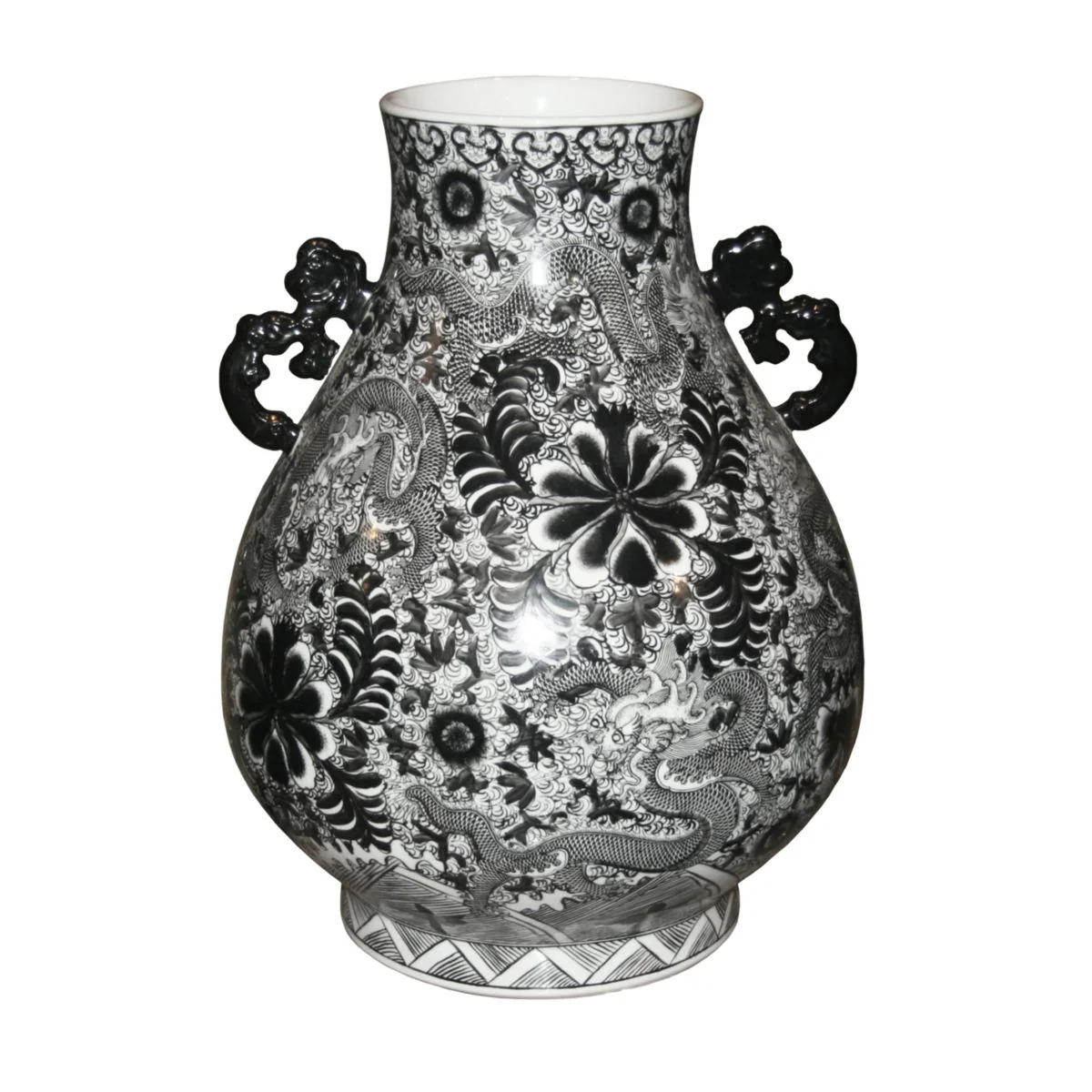 Legend of Asia Black Dragon Deer Head Vase