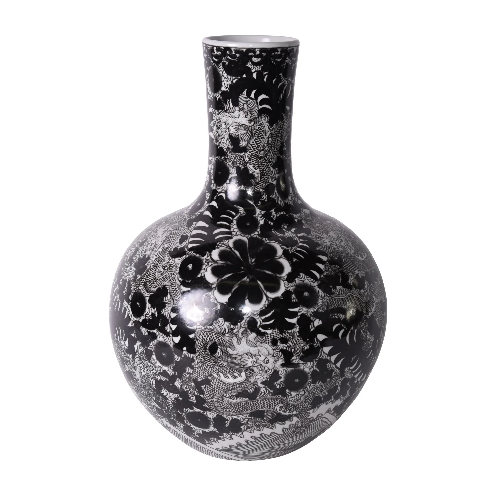 Legend of Asia Black Dragon Globular Vase