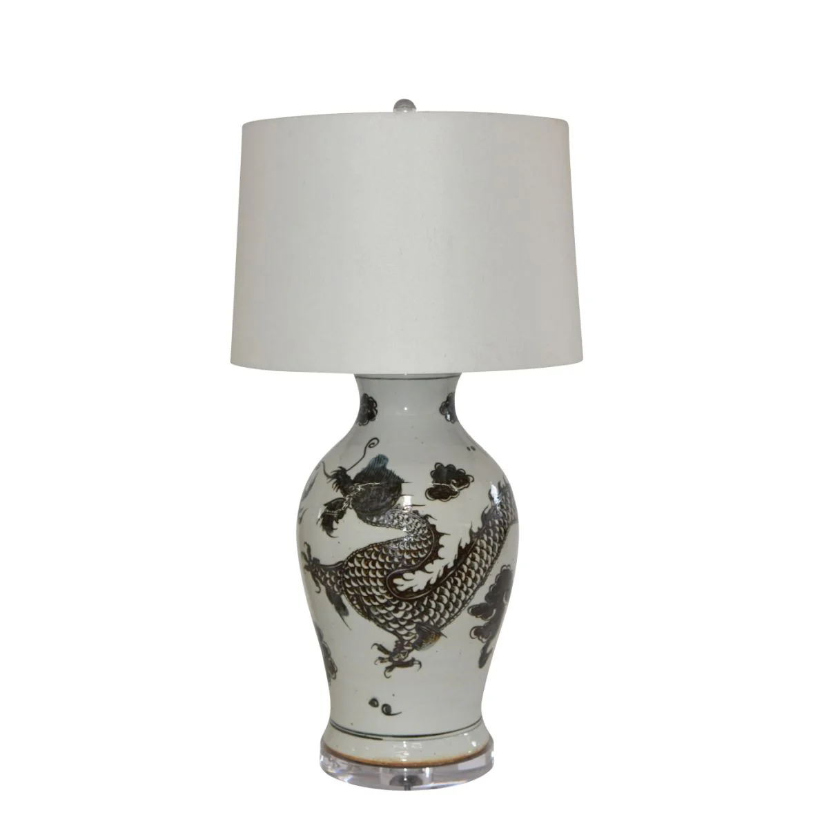 Legend of Asia Black Dragon Porcelain Fairy Vase Large Table Lamp