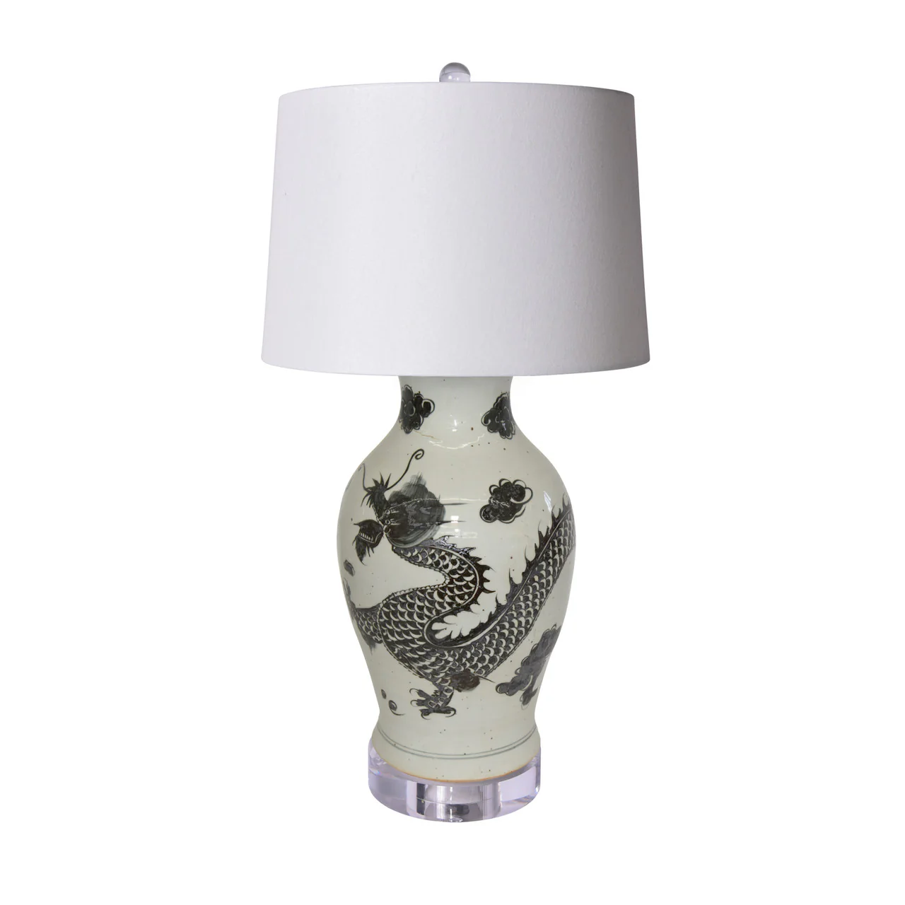 Legend of Asia Black Dragon Porcelain Fairy Vase Small Table Lamp