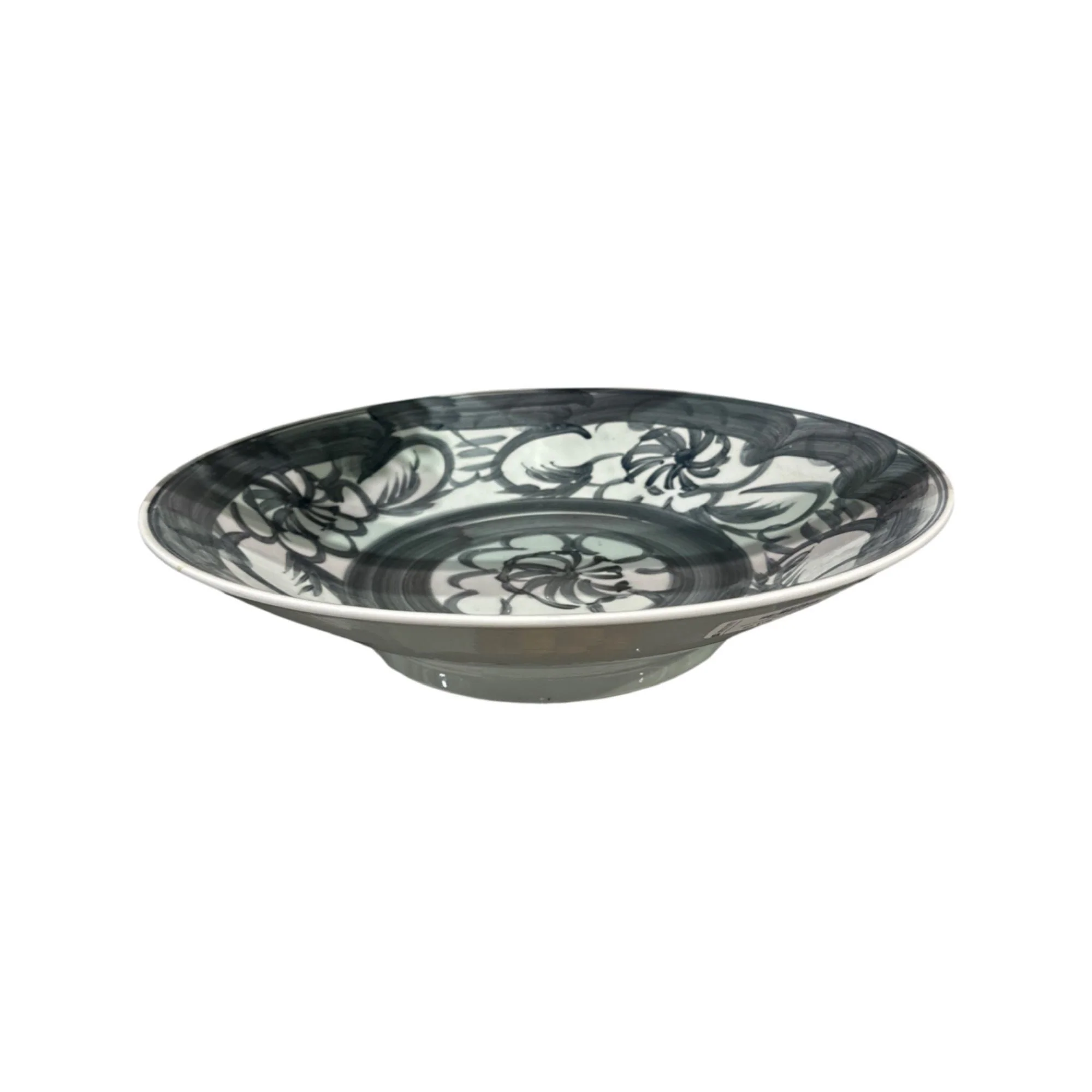 Legend of Asia Black Porcelain Silla Sea Grass Large Plate