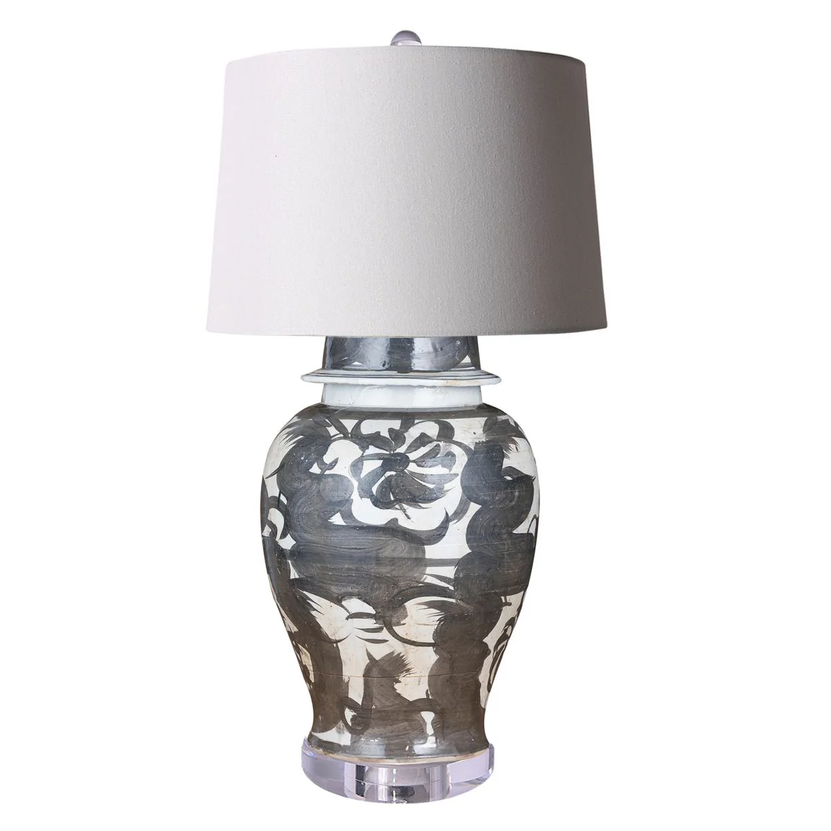 Legend of Asia Black Silla Flower Large Jar Lamp