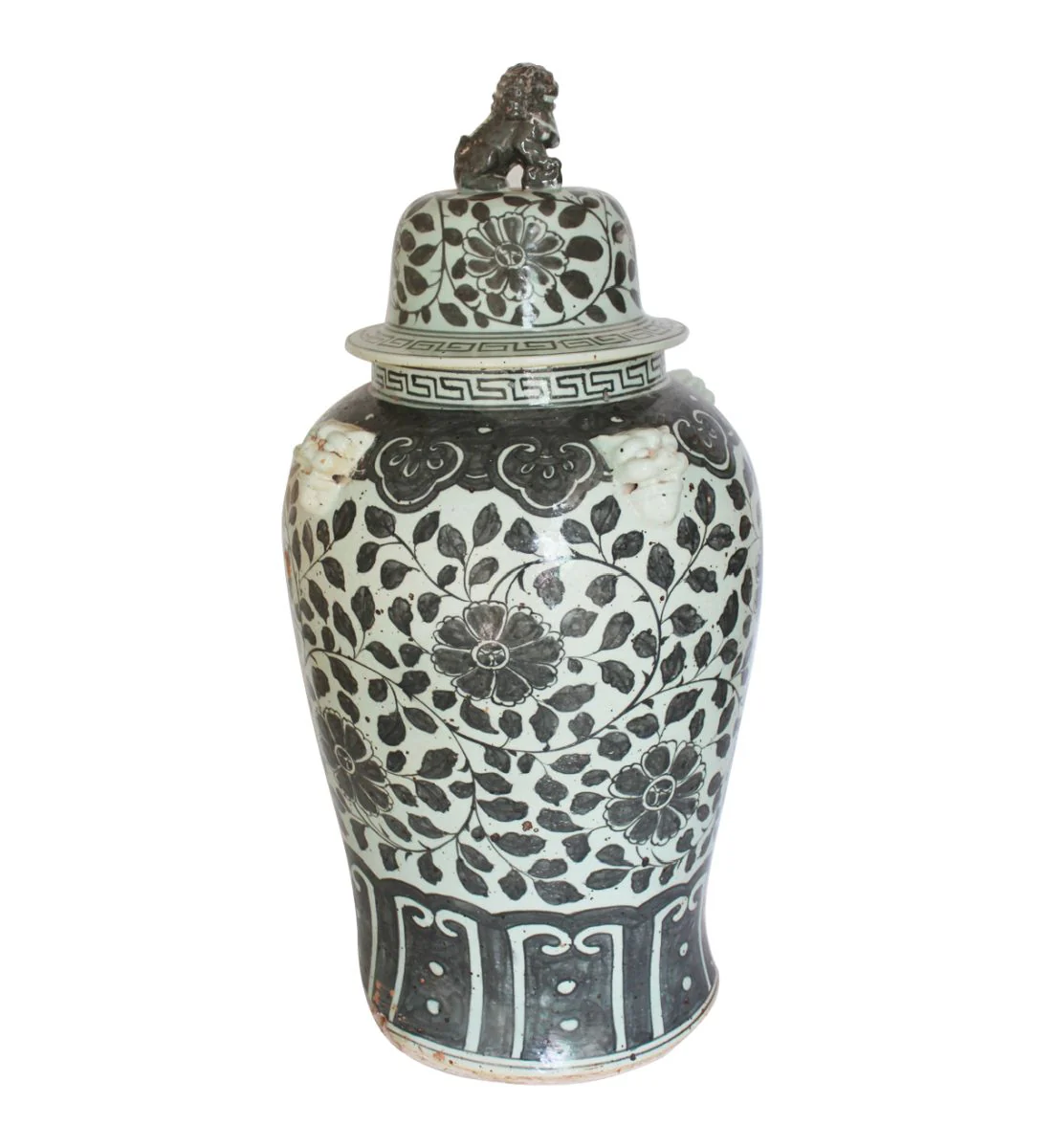 Legend of Asia Black Vine Lion Lid Temple Jar Large