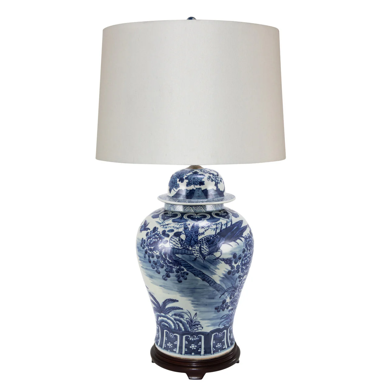 Legend of Asia Blossom Garden Bird Lamp Gold Leaf Base