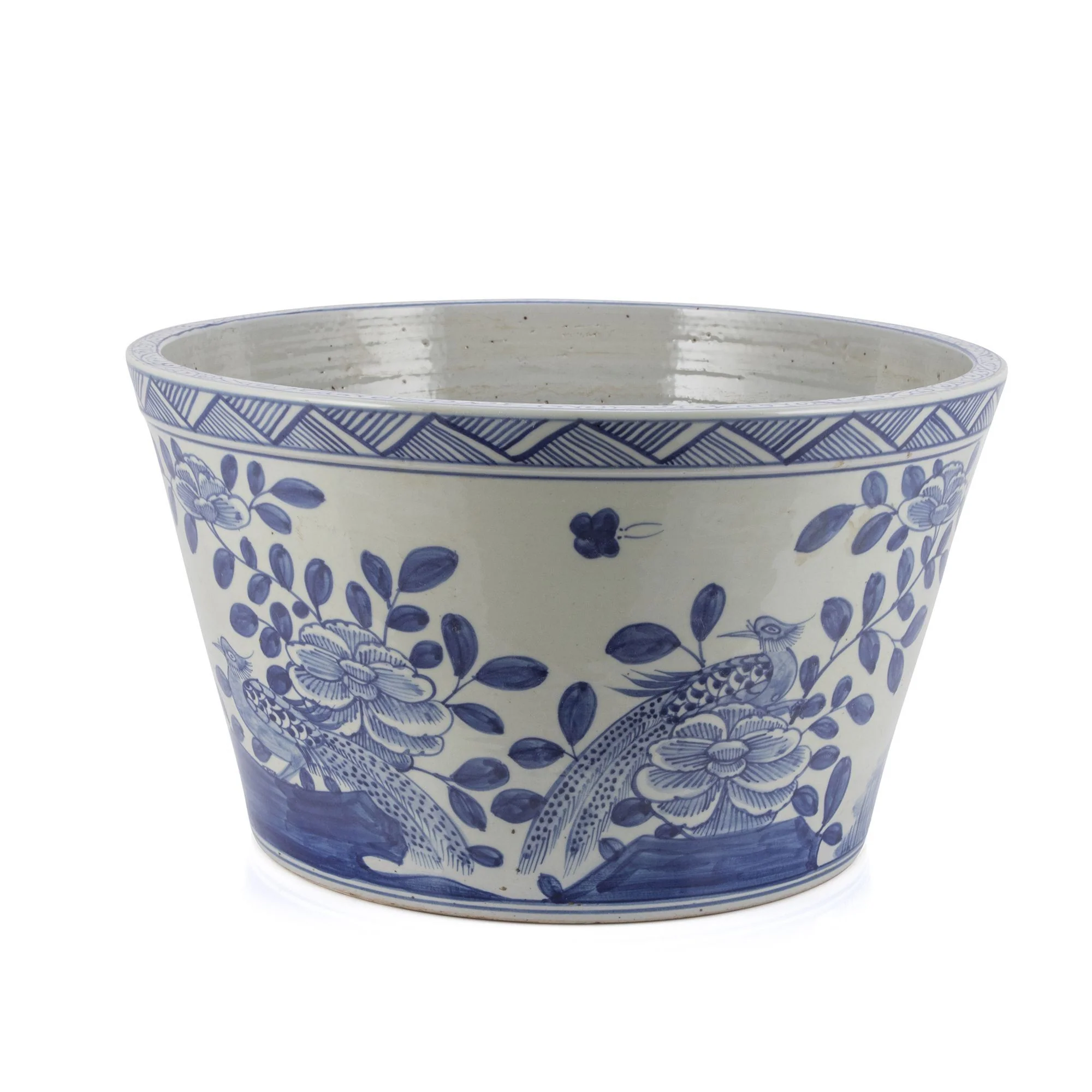 Legend of Asia Blue And White Basin Planter Flower Bird Motif