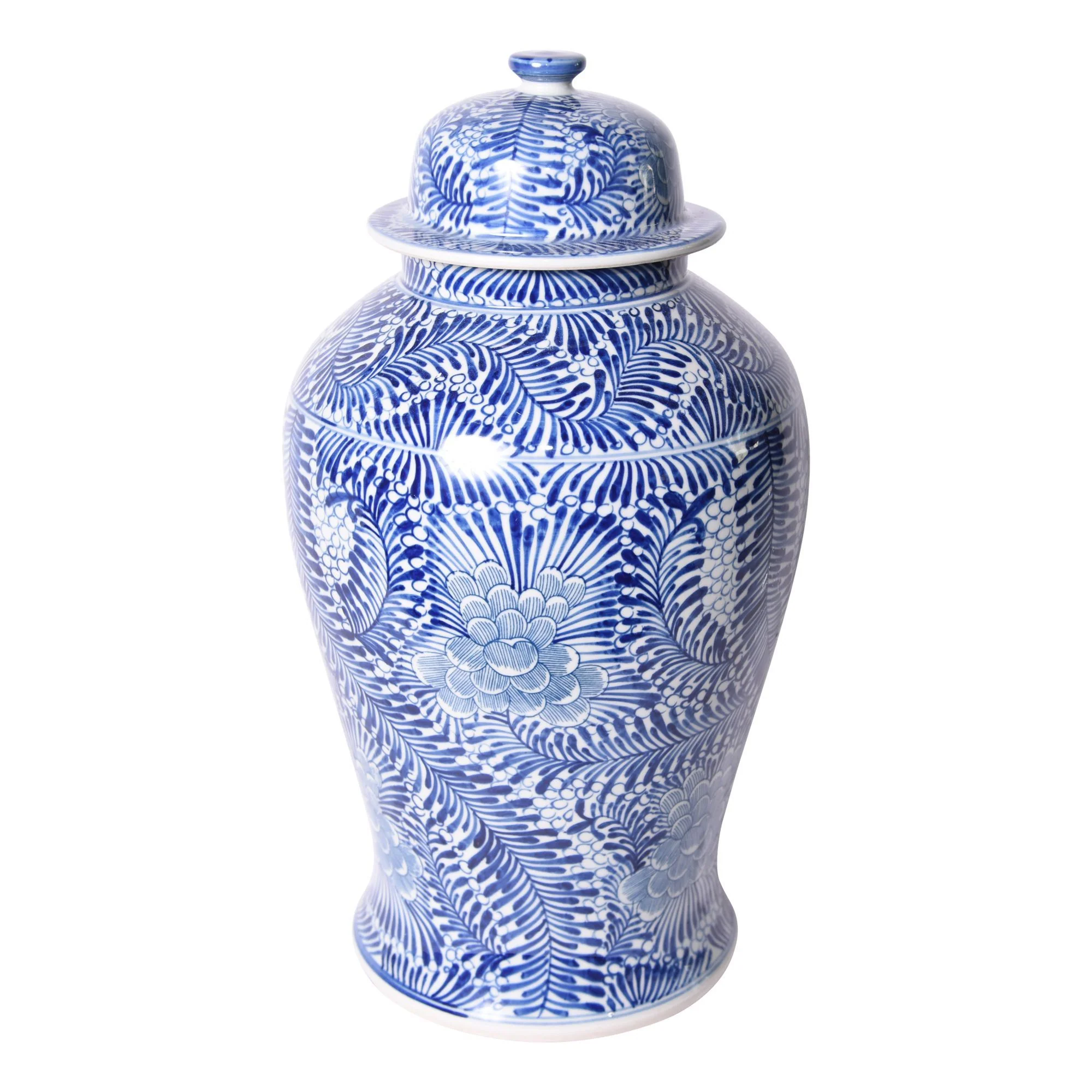 Legend of Asia Blue And White Blooming Flower Porcelain Temple Jar