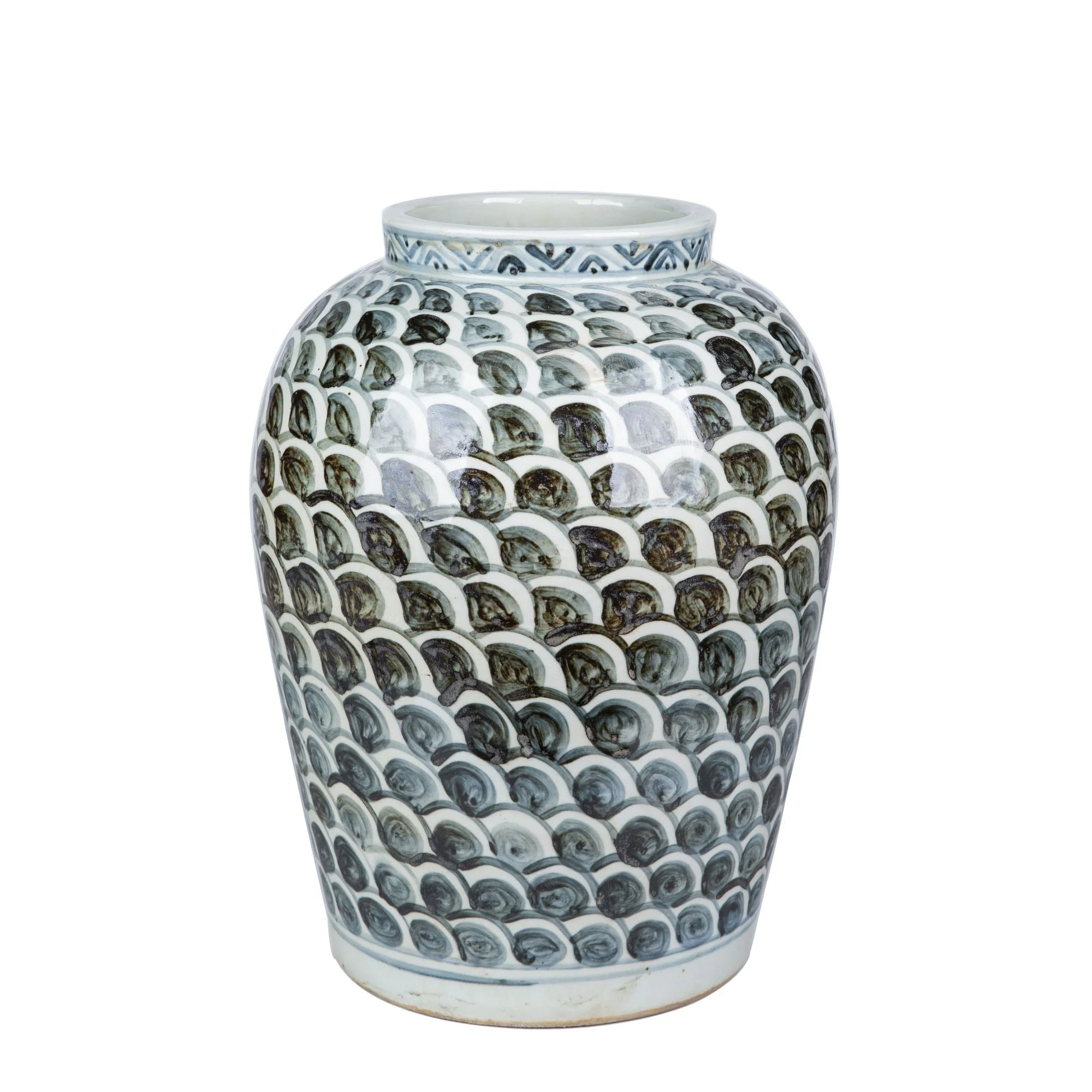 Legend of Asia Blue And White Jar With Fish Scale Pattern
