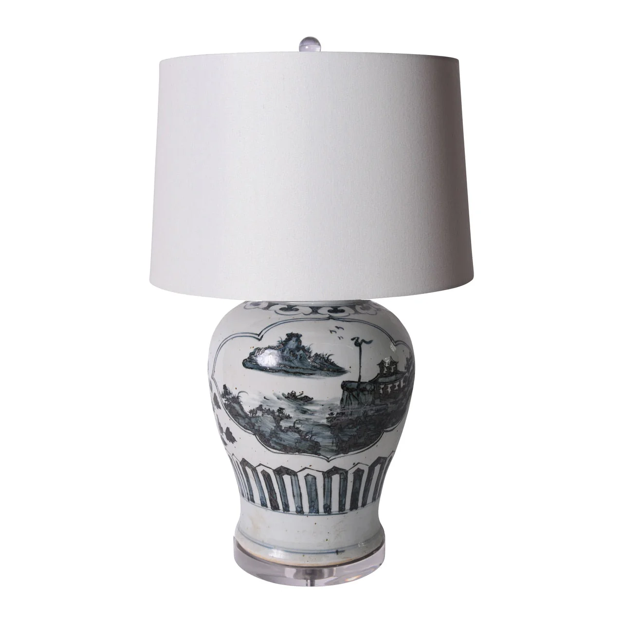 Legend of Asia Blue And White Landscape Medallion Lamp  by Legend of Asia