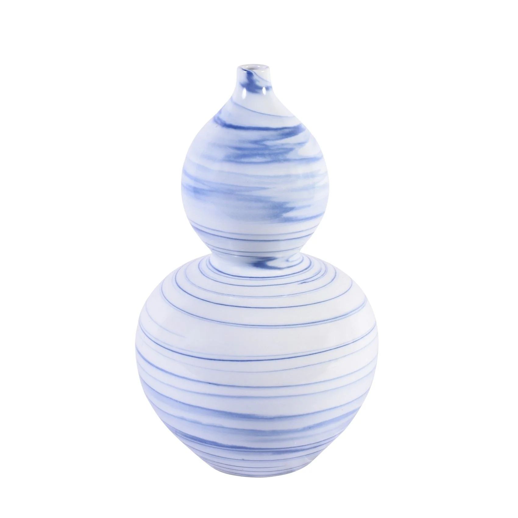 Legend of Asia Blue And White Marblized Gourd Vase