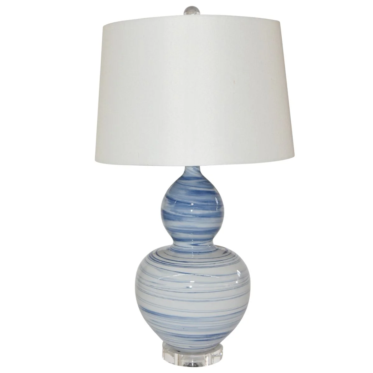 Legend of Asia Blue And White Marblized Gourd Vase Lamp