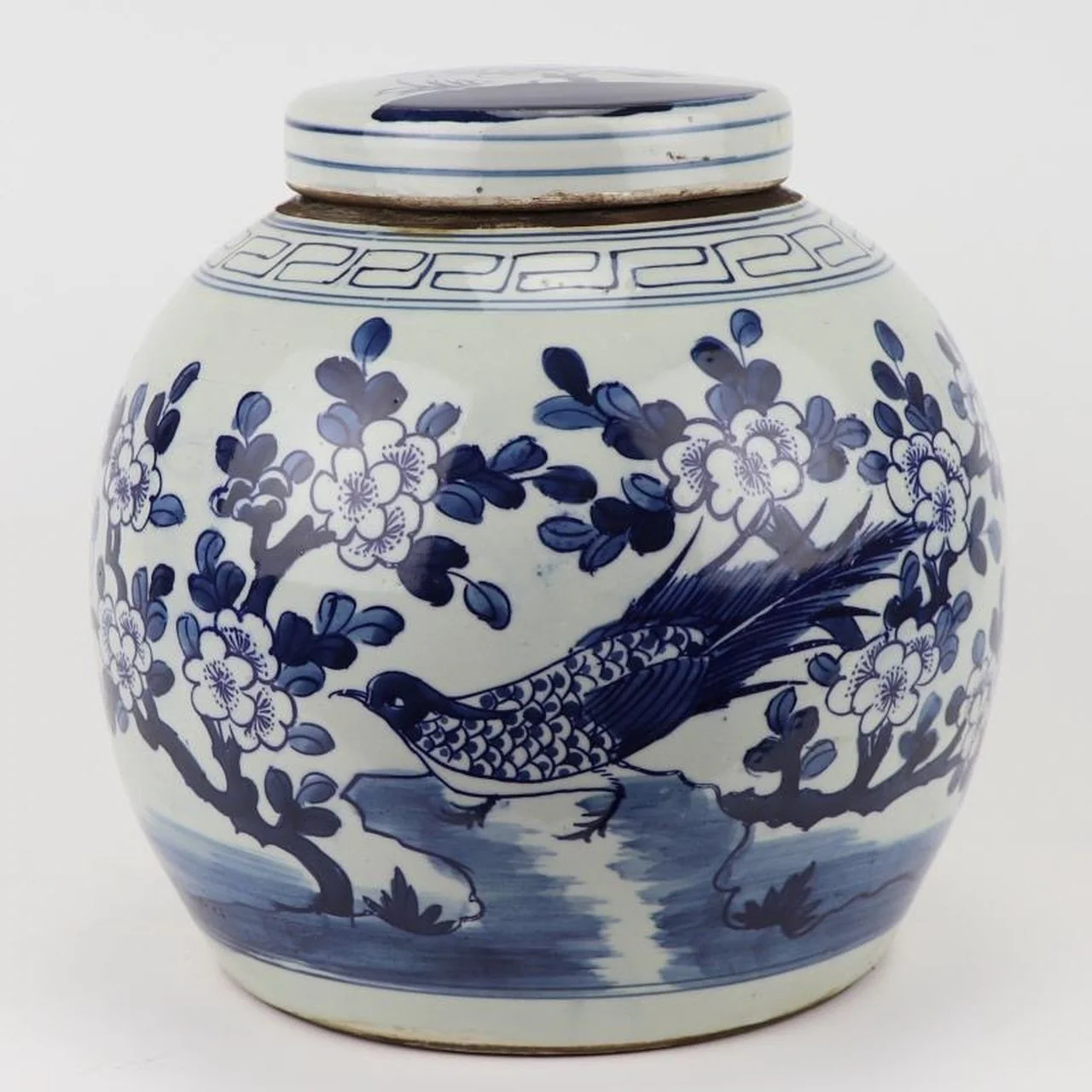 Legend of Asia Blue And White Ming Jar Long-tailed Bird -Large