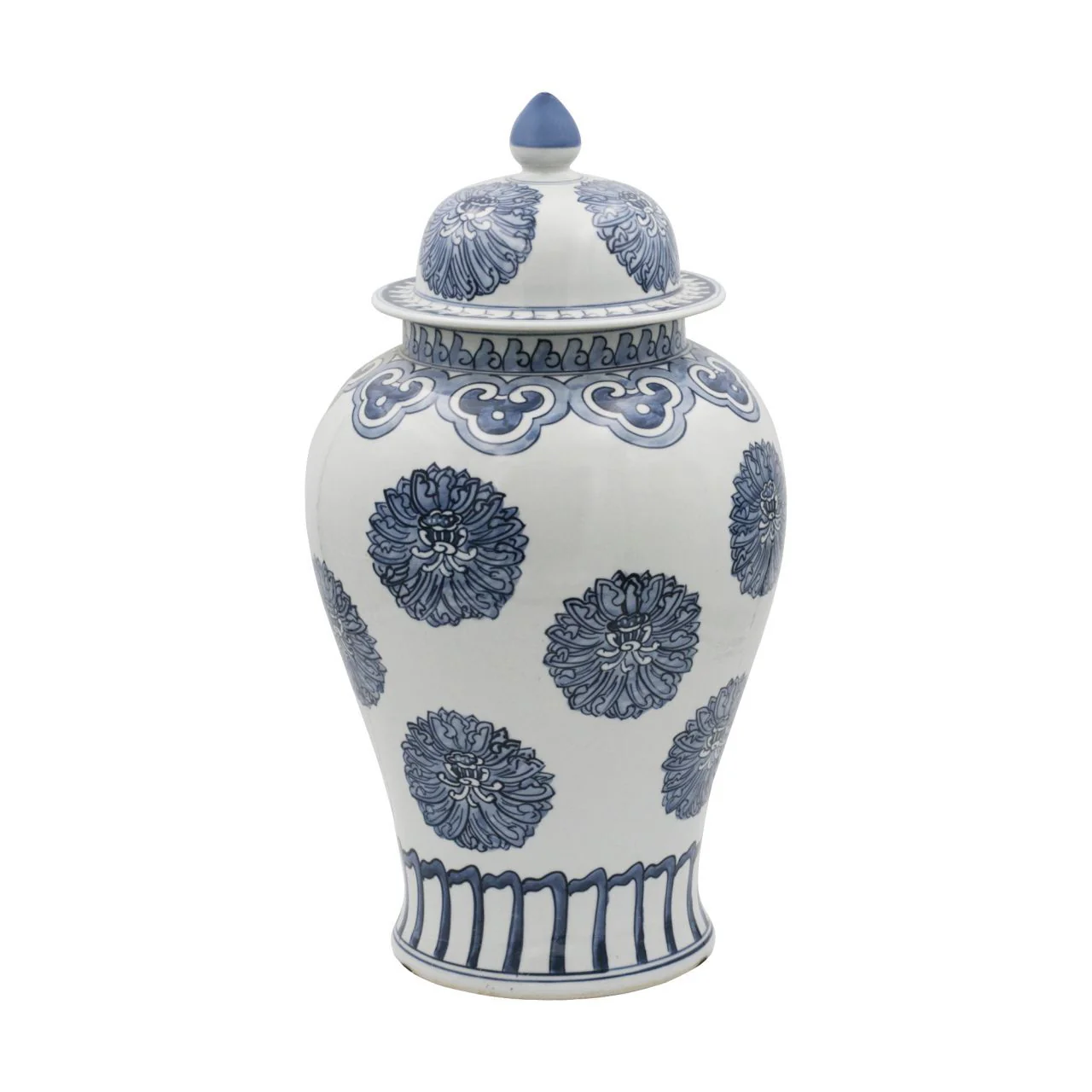Legend of Asia Blue And White Multi Flowers Porcelain Temple Jar