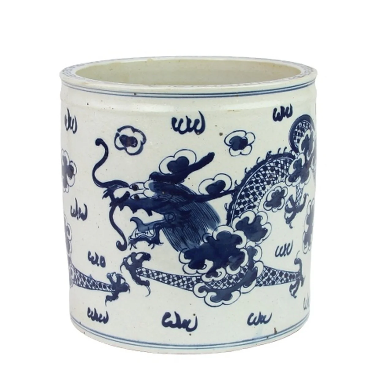 Legend of Asia Blue And White Orchid Pot Dragon Cloud Motif
