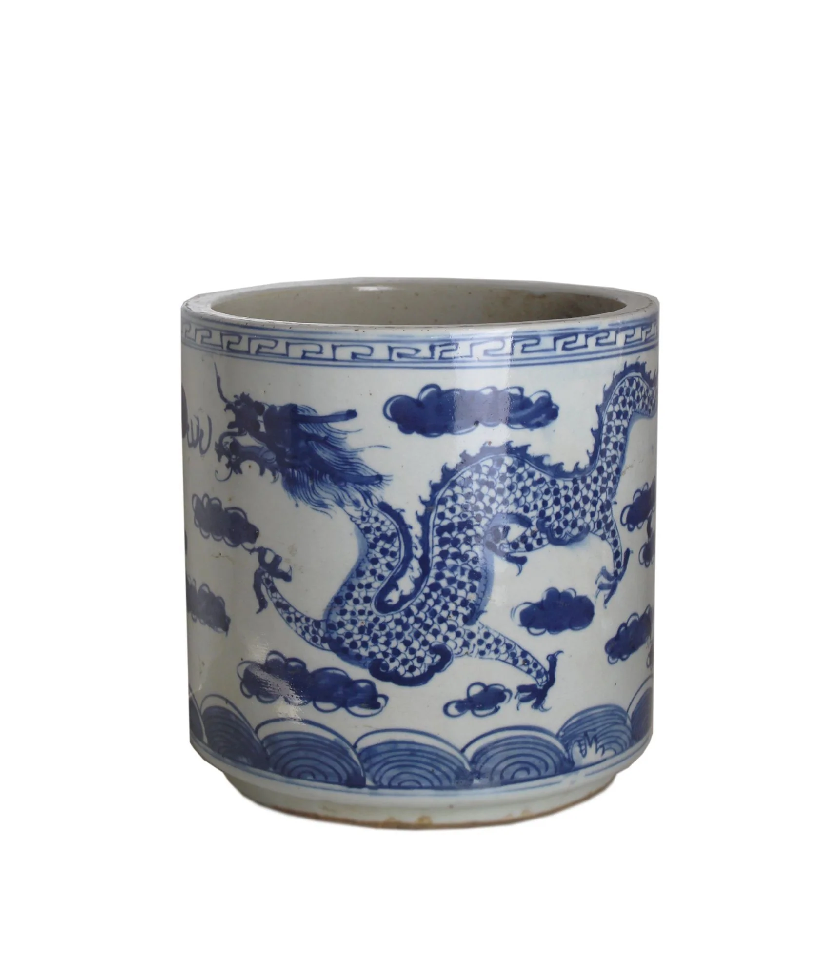 Legend of Asia Blue And White Orchid Pot Dragon Sea Wave