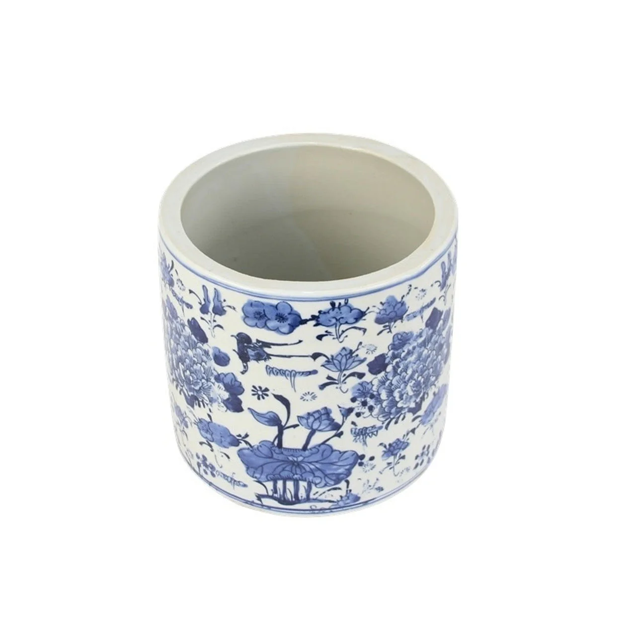 Legend of Asia Blue And White Orchid Pot Swallow Flower Motif - Image 3