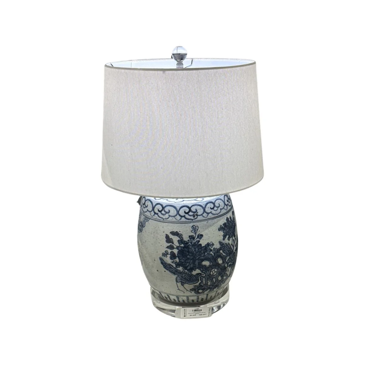 Legend of Asia Blue And White Pheasant Flower Mini Stool Table Lamp