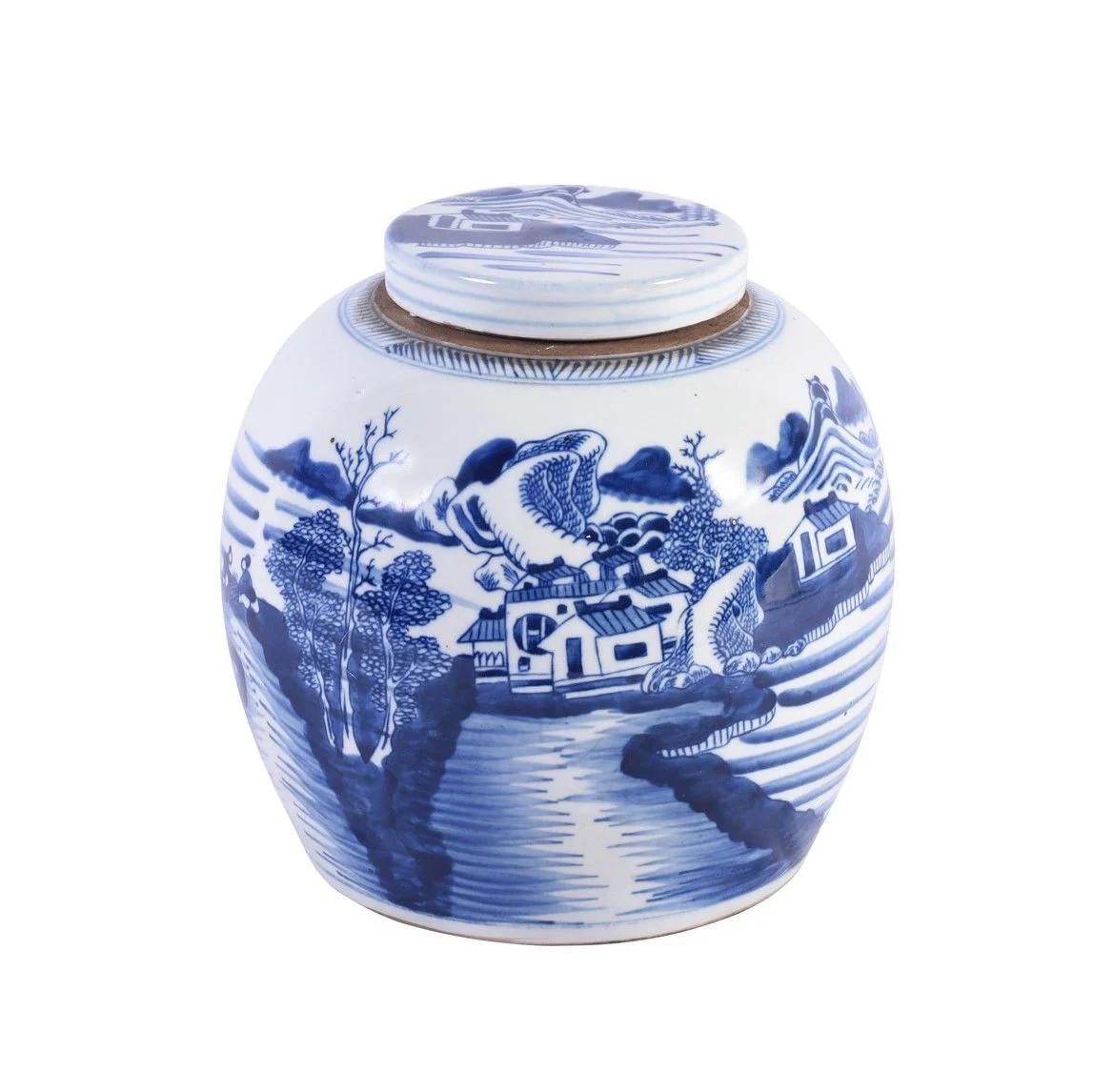 Legend of Asia Blue And White Porcelain Ancestor Jar Landscape Design