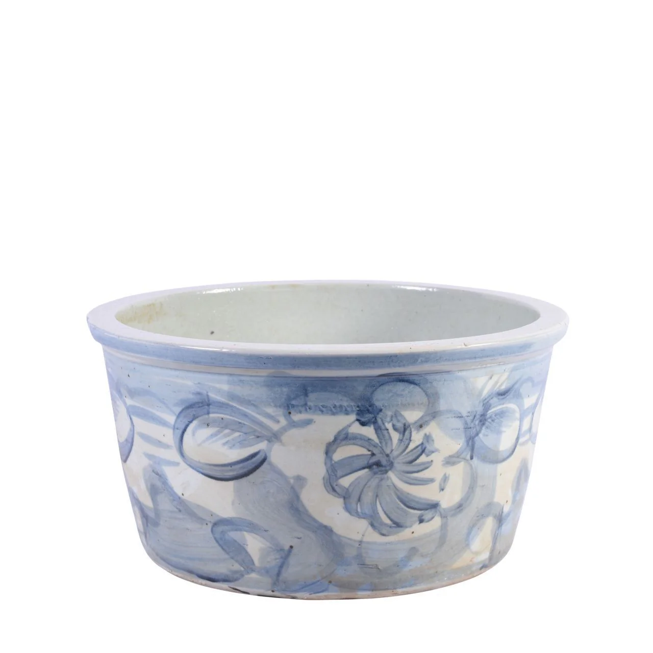 Legend of Asia Blue And White Porcelain Basin Twisted Flower Motif
