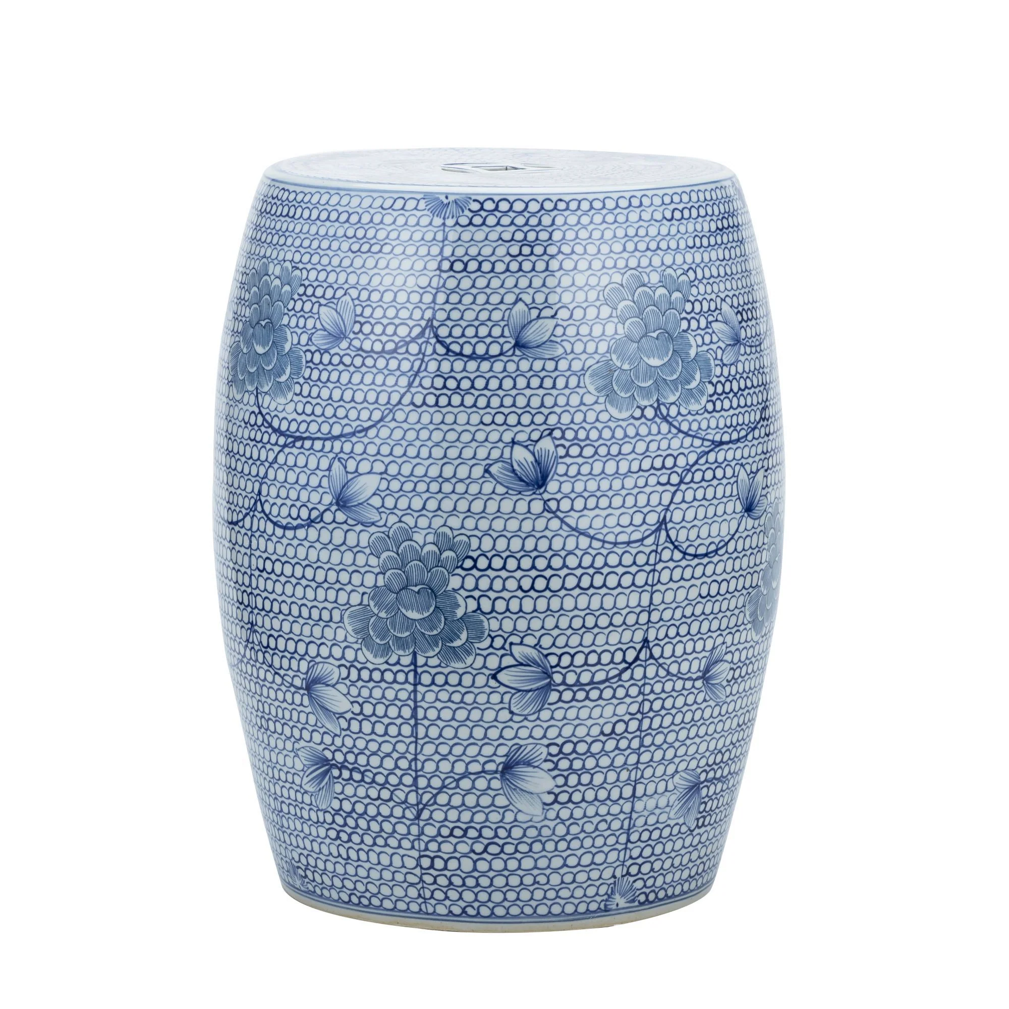 Legend of Asia Blue And White Porcelain Chain Floral Garden Stool