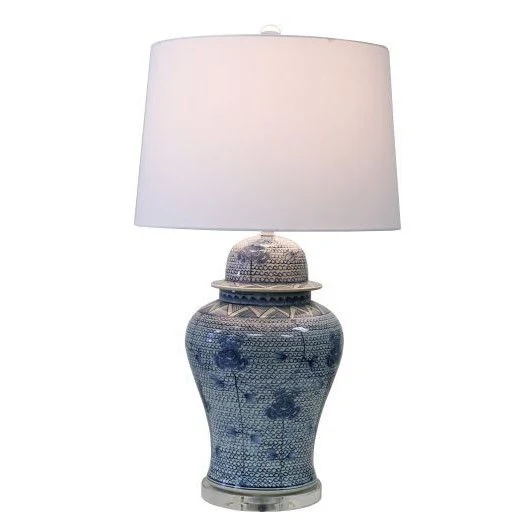 Legend of Asia Blue And White Porcelain Chain Temple Jar Lamp