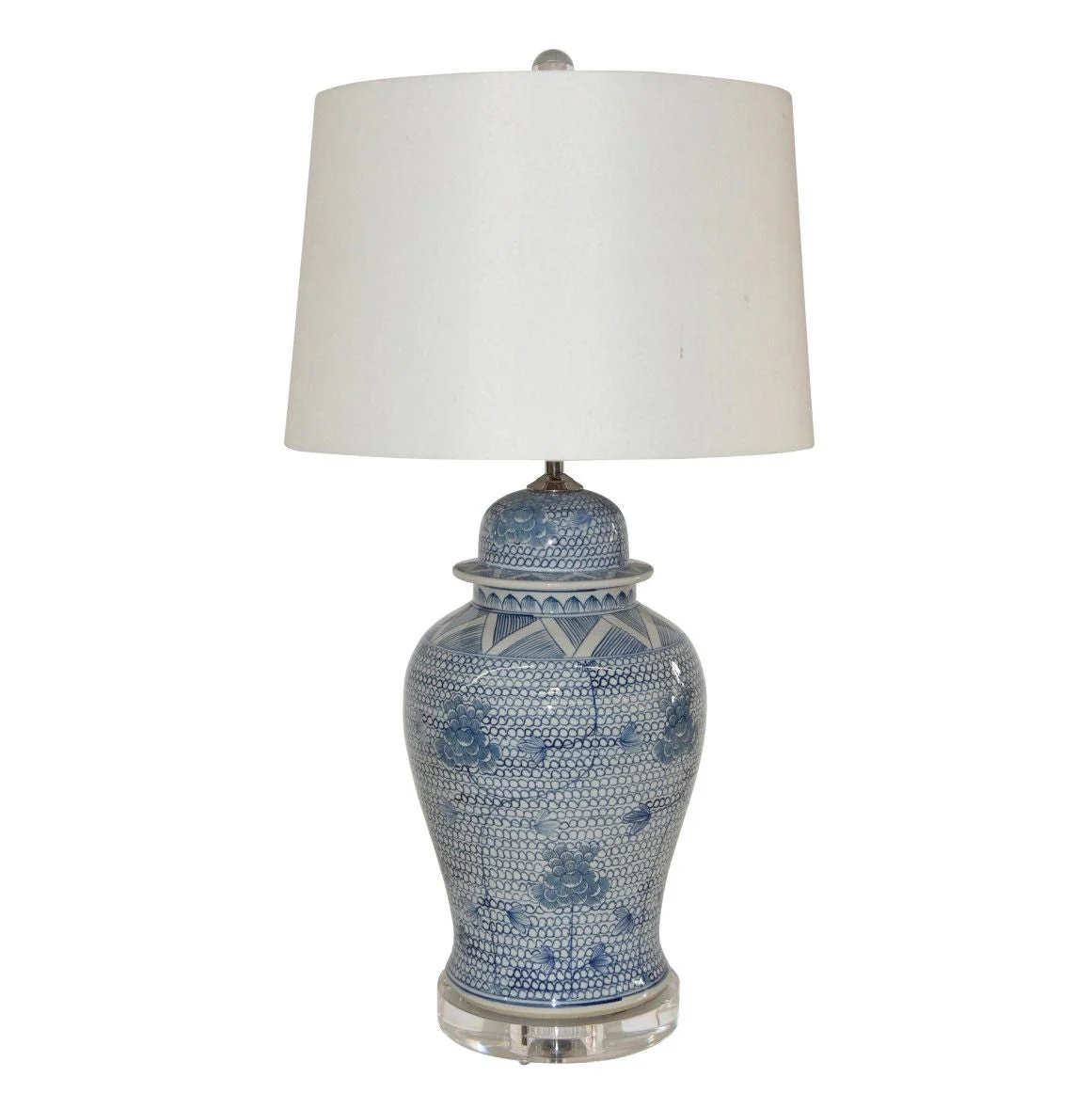 Legend of Asia Blue And White Porcelain Chain Temple Jar Large Lamp