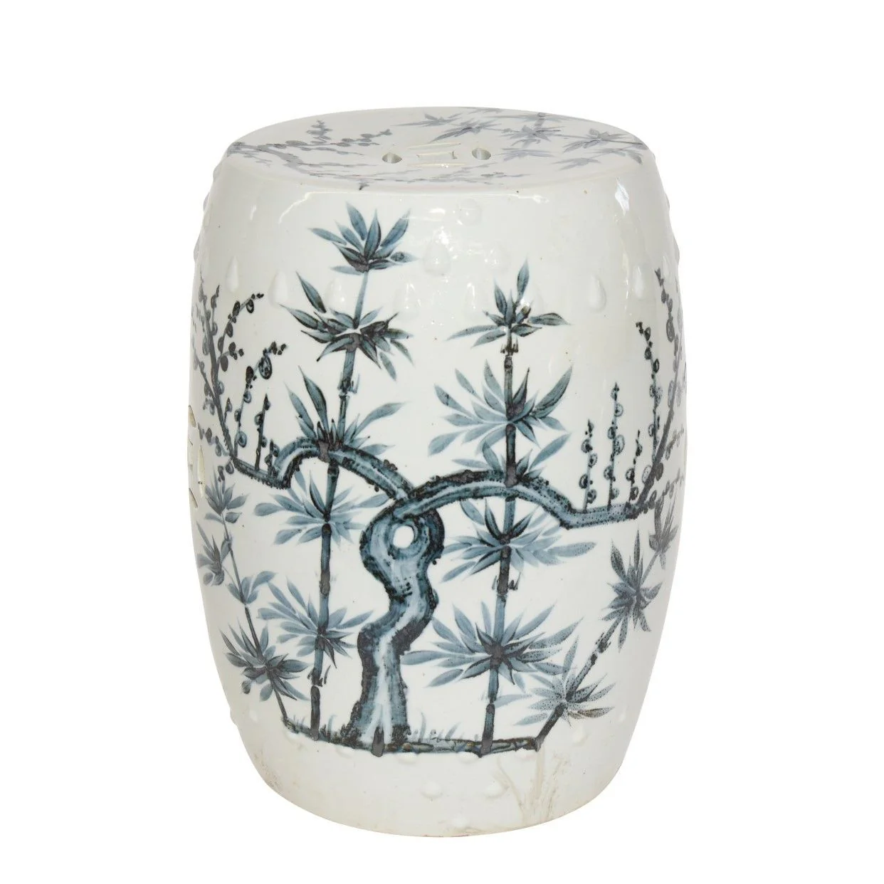 Legend of Asia Blue And White Porcelain Garden Stool Magpie On Treetop