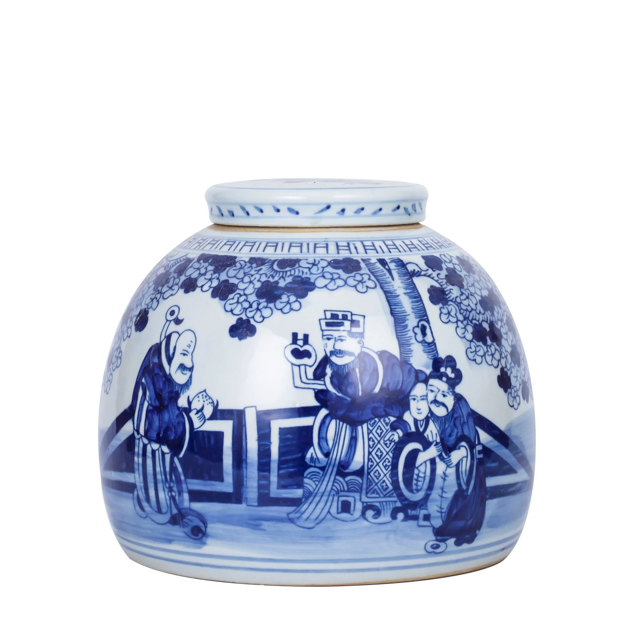 Legend of Asia Blue And White Porcelain Ming Jar Three Wise Men