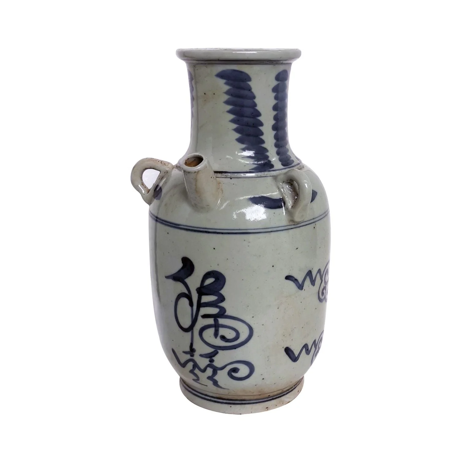 Legend of Asia Blue And White Porcelain Oil Pot With Symbol of Prosperity -