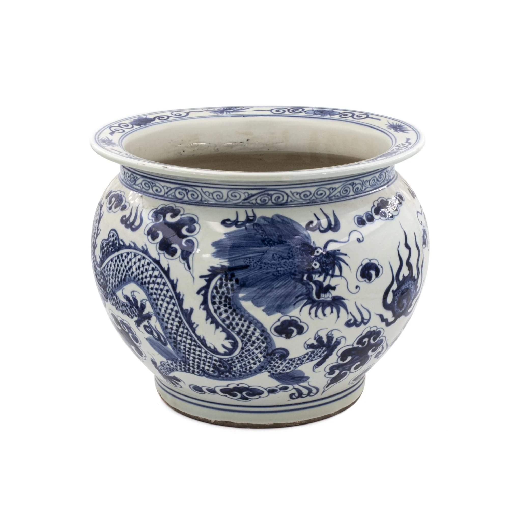 Legend of Asia Blue And White Porcelain Pot Planter Dragon Motif