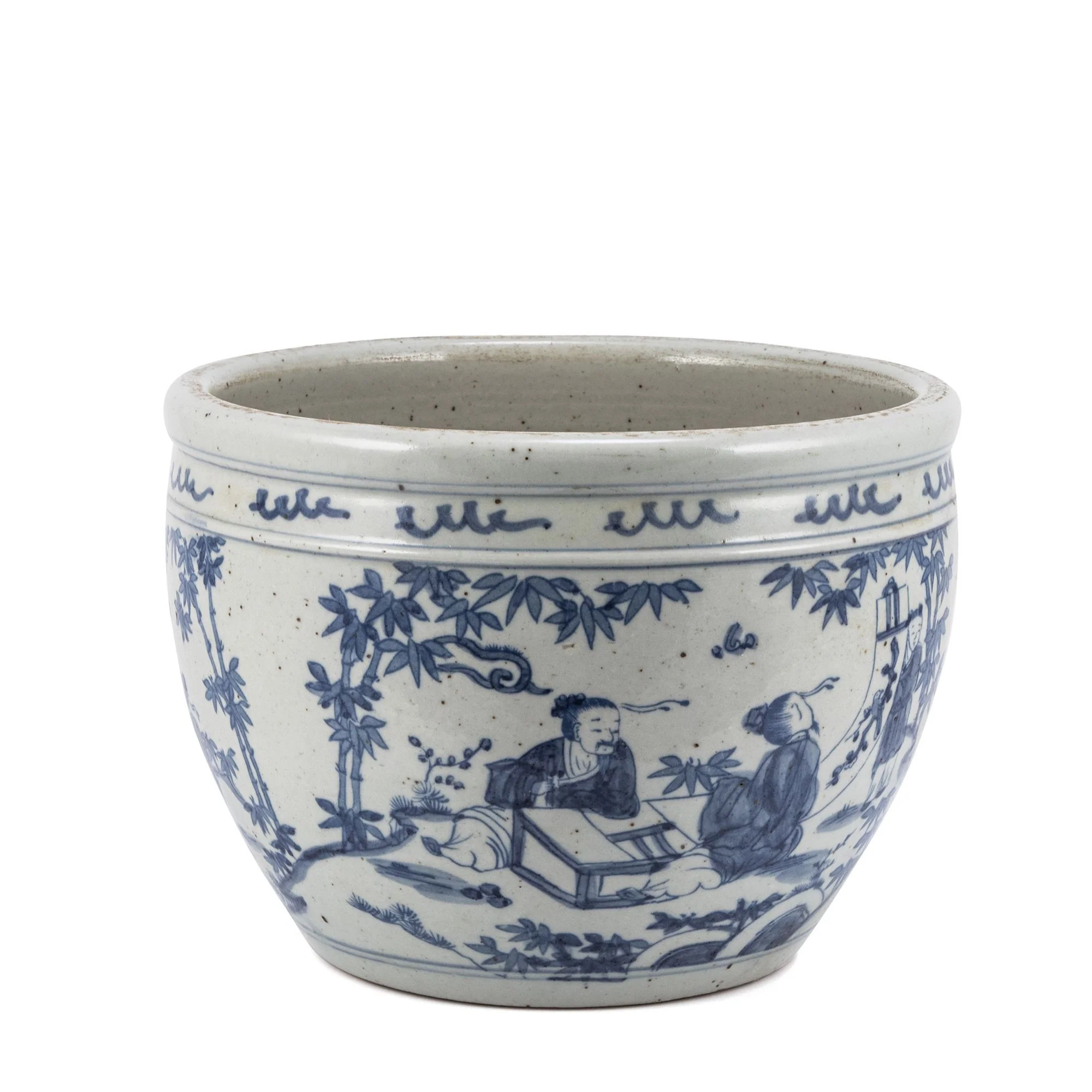 Legend of Asia Blue And White Porcelain Pot With Seven Sages of Bamboo Groove