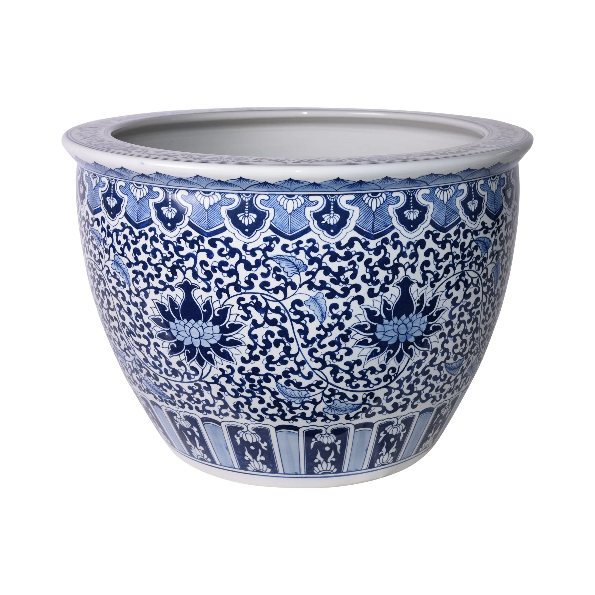 Legend of Asia Blue And White Porcelain Sunflower Vine Planter 29 Inch