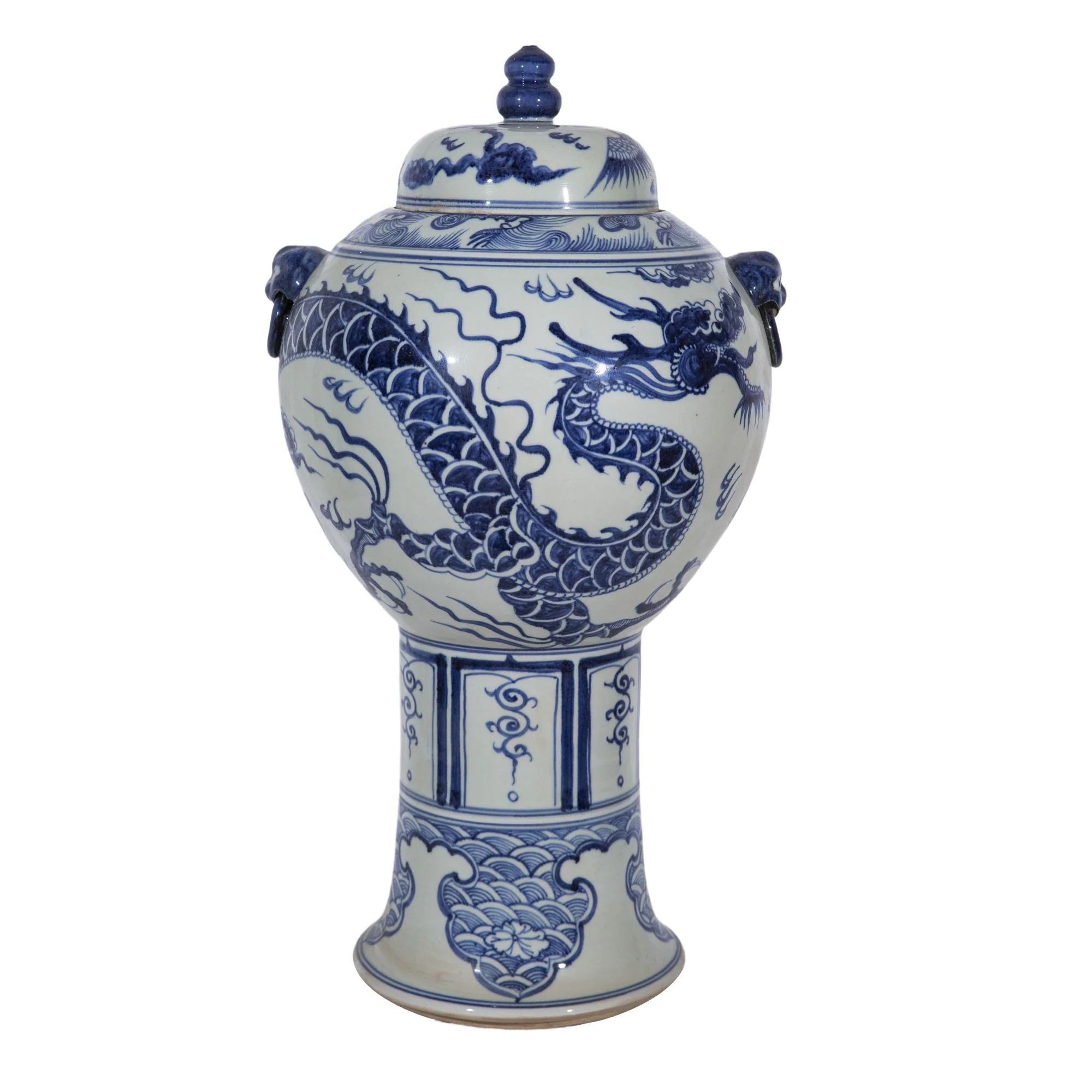 Legend of Asia Blue And White Porcelain Tall Dragon Jar