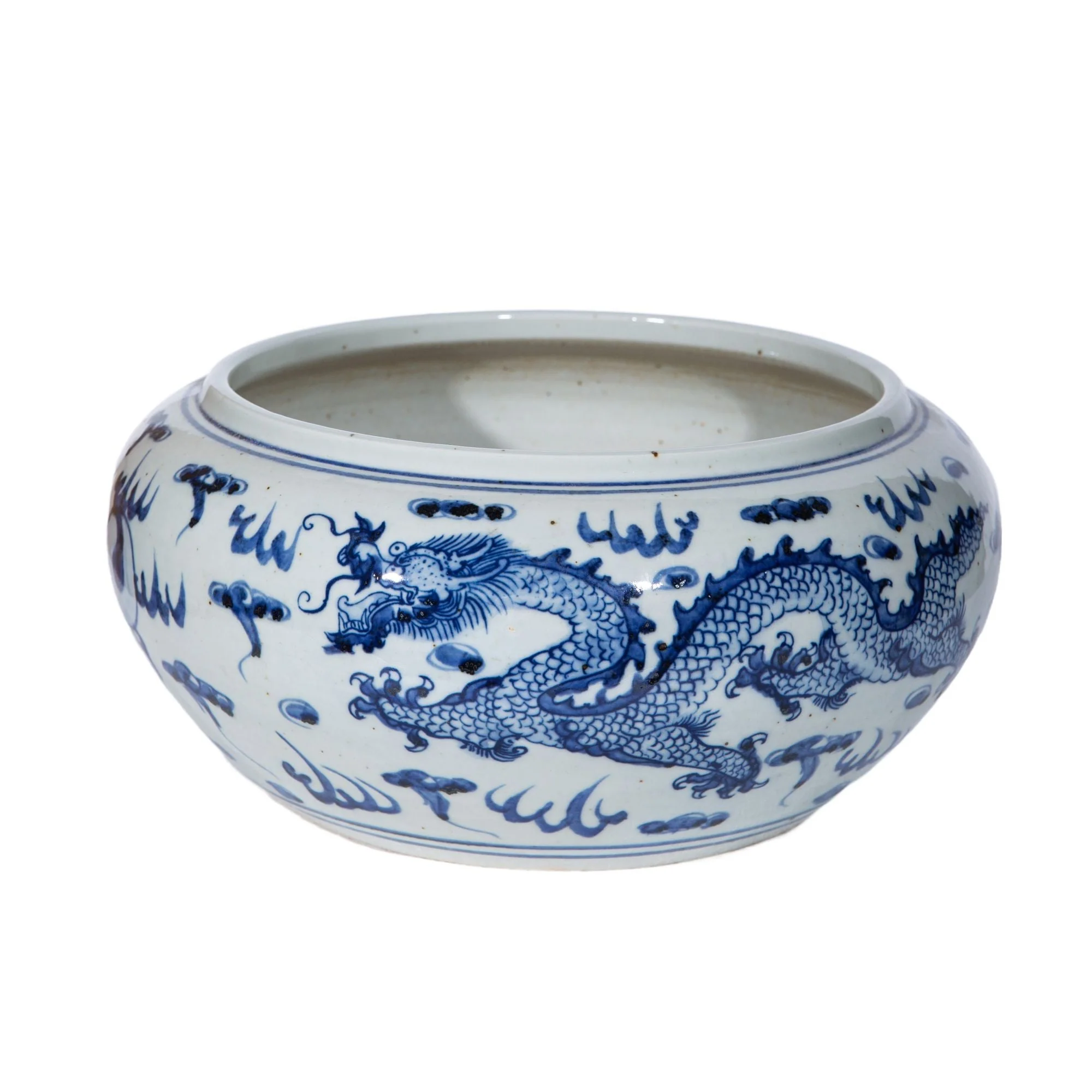Legend of Asia Blue And White Shallow Bowl Dragon Motif Small