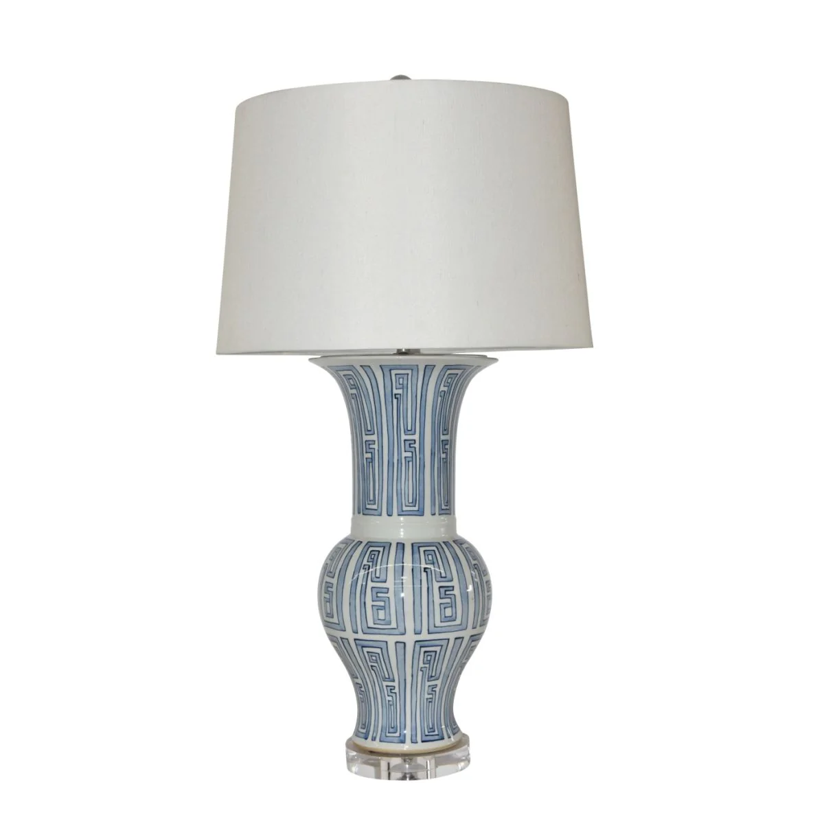 Legend of Asia Blue And White Siam Symbol Ballaster Vase Lamp