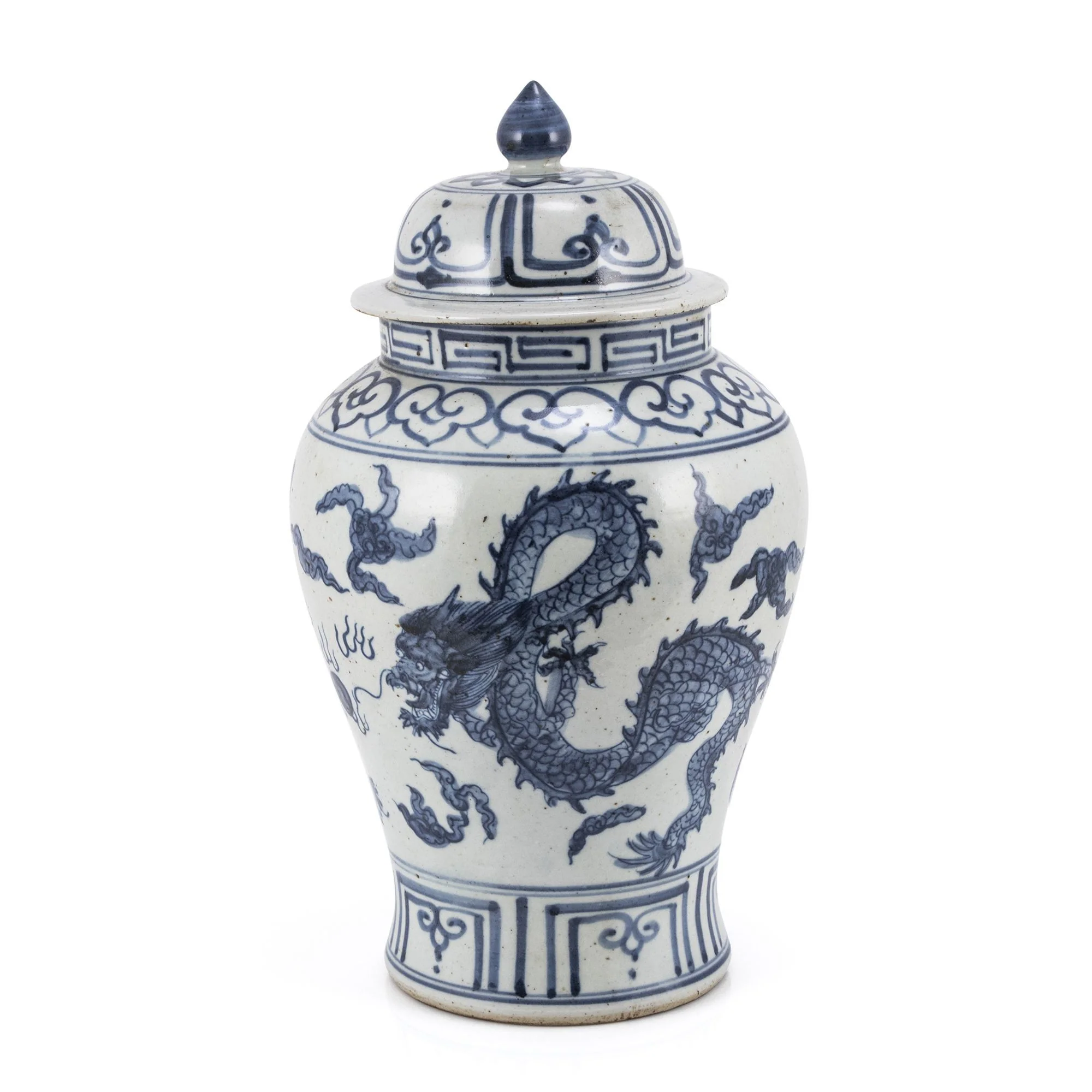 Legend of Asia Blue And White Small Porcelain Temple Jar With Draogn