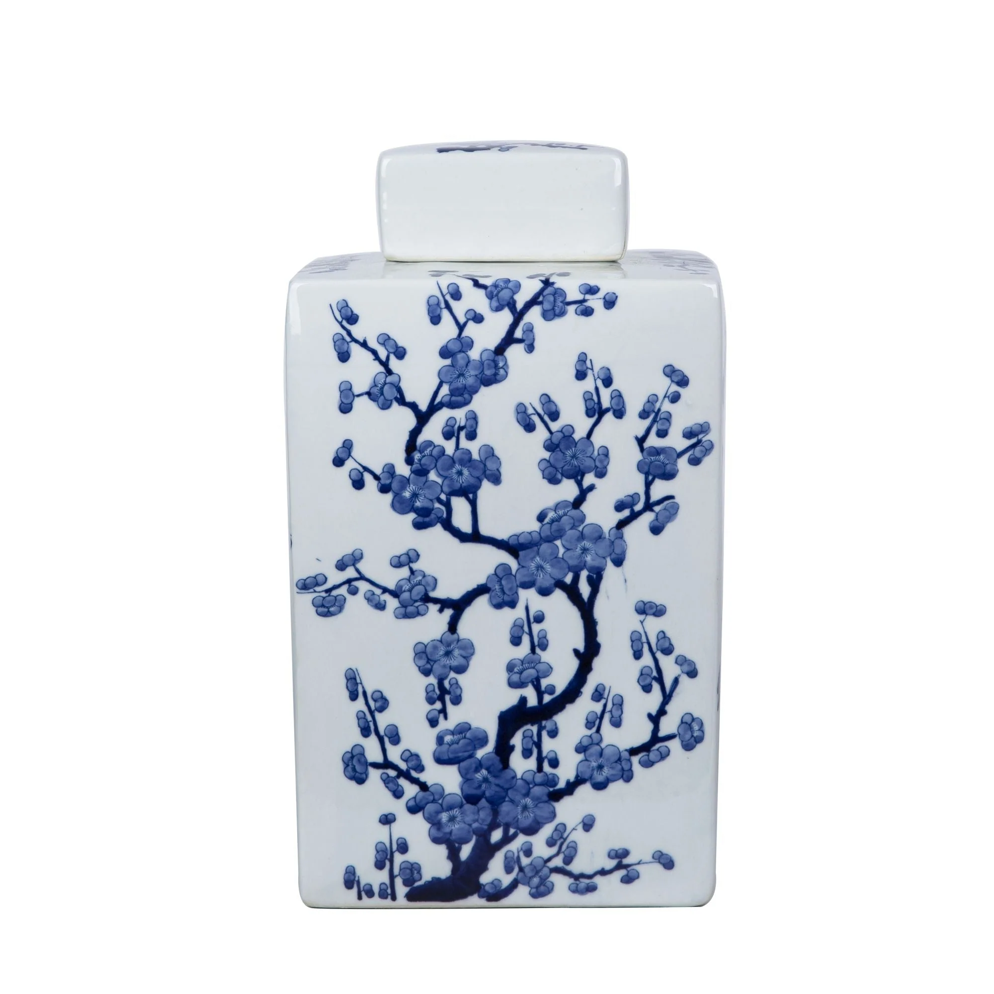 Legend of Asia Blue And White Square Tea Jar Weeping Plum