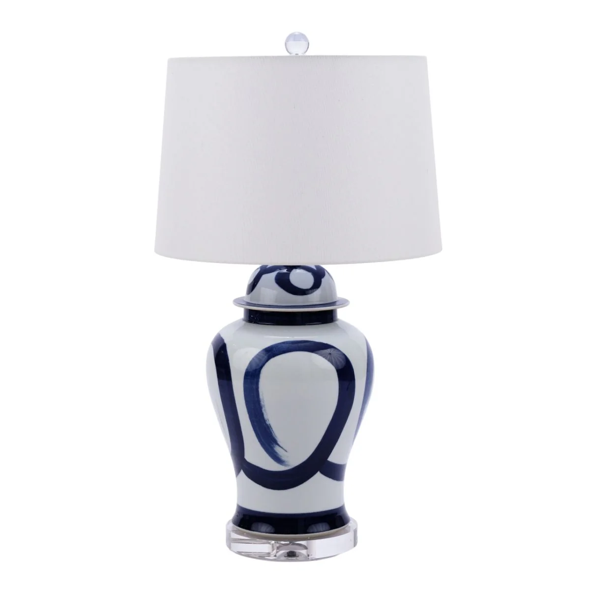 Legend of Asia Blue and White Swirl Brushstroke Table Lamp