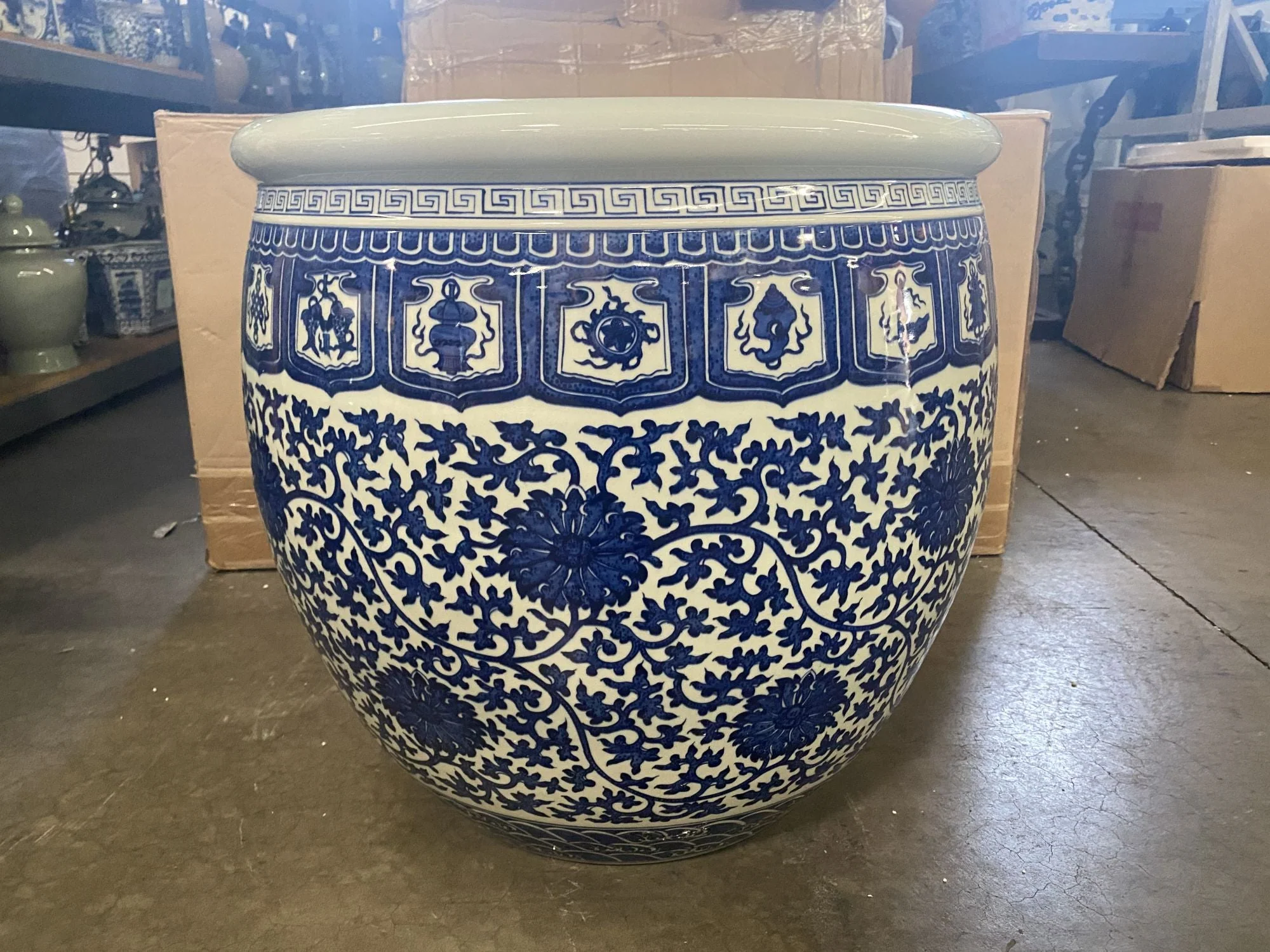 Legend of Asia Blue And White Twist Lotus Vine Planter