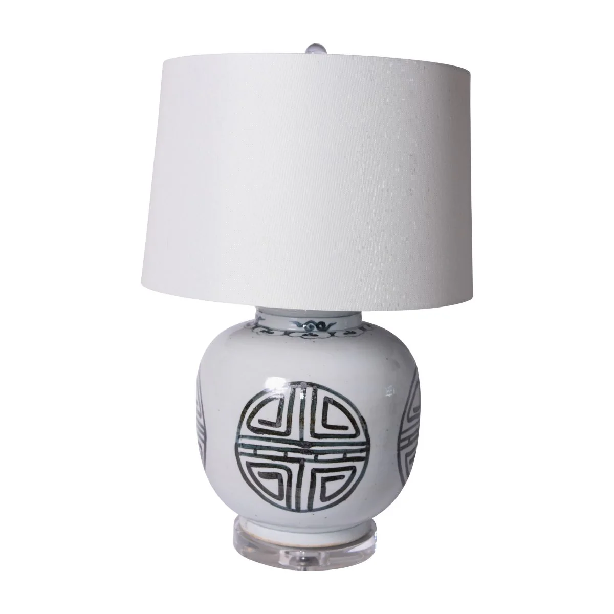 Legend of Asia Blue And White Yuan Longevity Jar Table Lamp