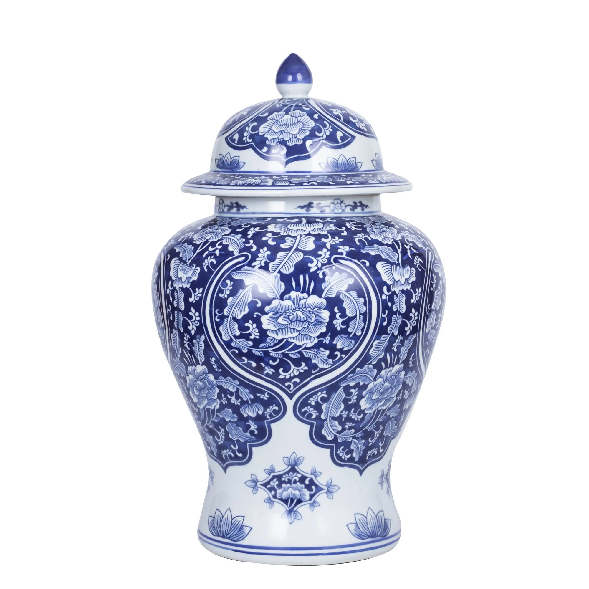 Legend of Asia Blue Peony Temple Jar Large