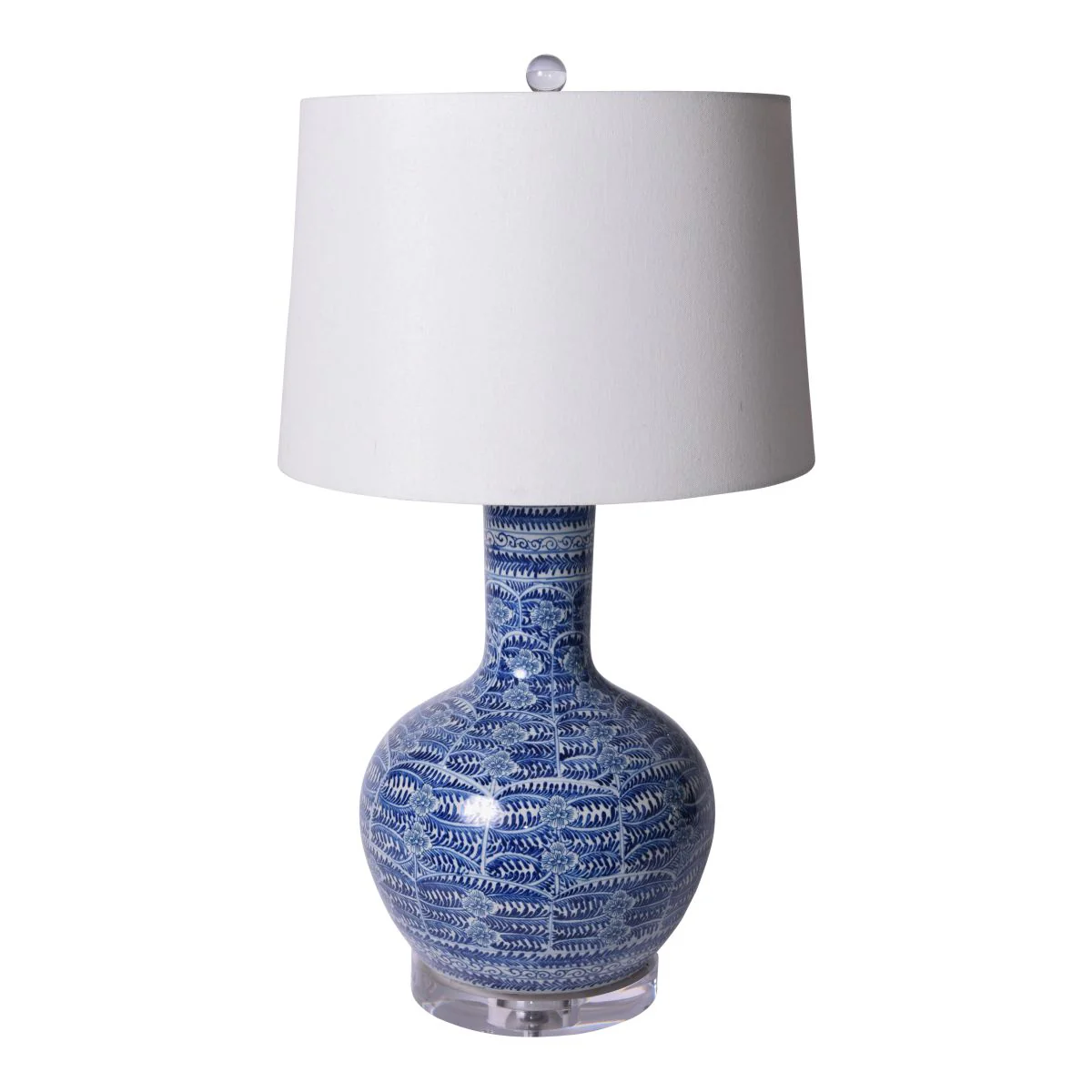 Legend of Asia Blue & White Blossom Globular Vase Lamp