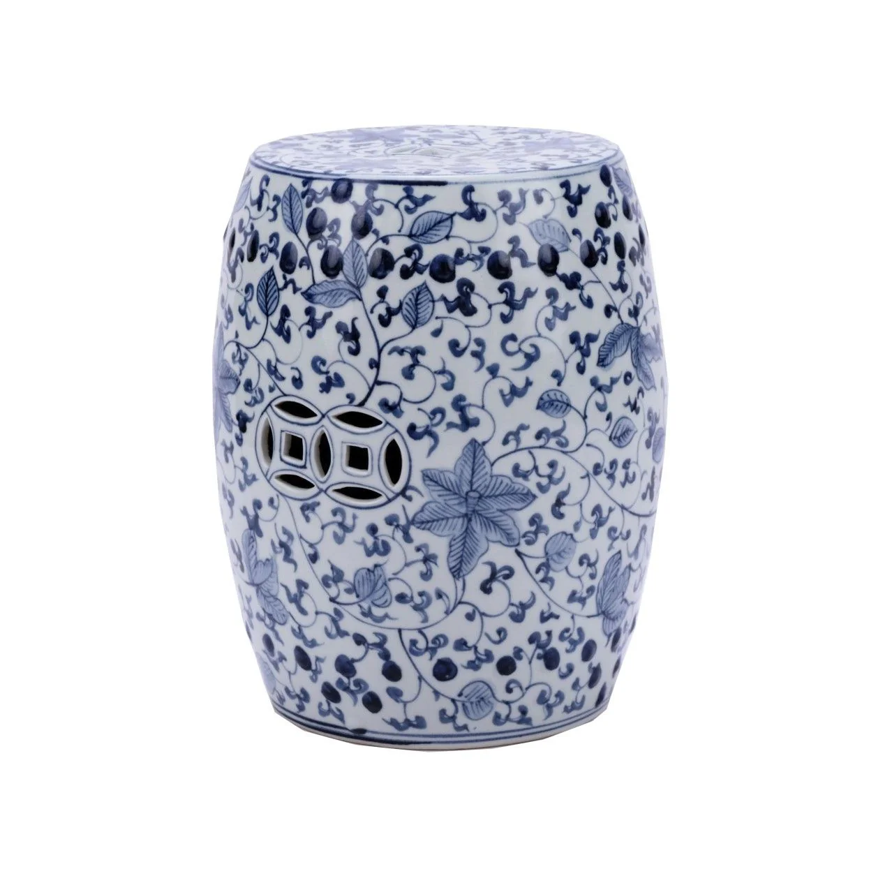 Legend of Asia Blue & White Garden Stool Climbing Vines