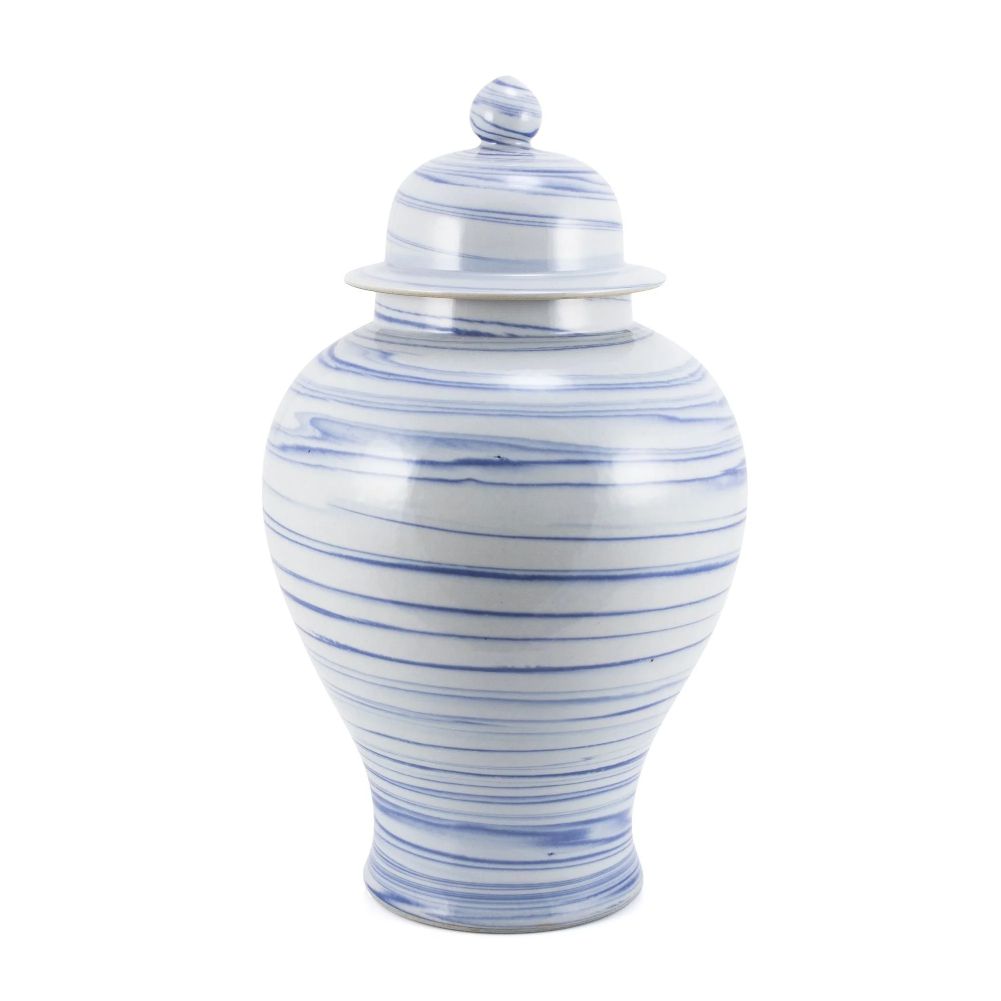 Legend of Asia Blue & White Marbleized Temple Jar Large