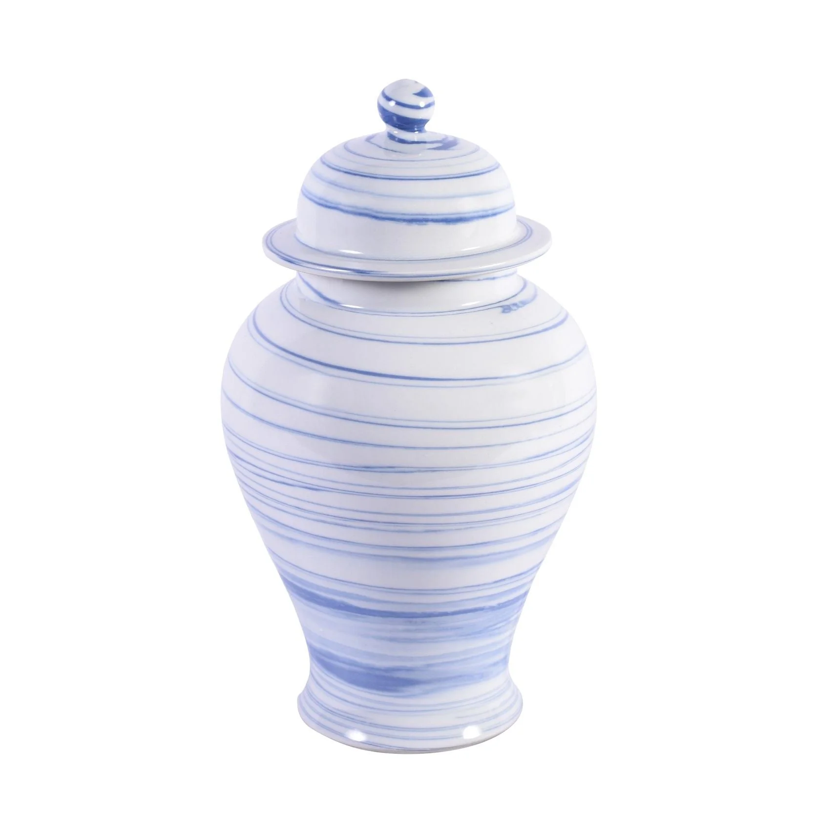 Legend of Asia Blue & White Marbleized Temple Jar Small