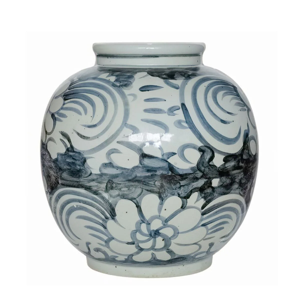Legend of Asia Blue & White Sea Flower Porcelain Kiwi Pot