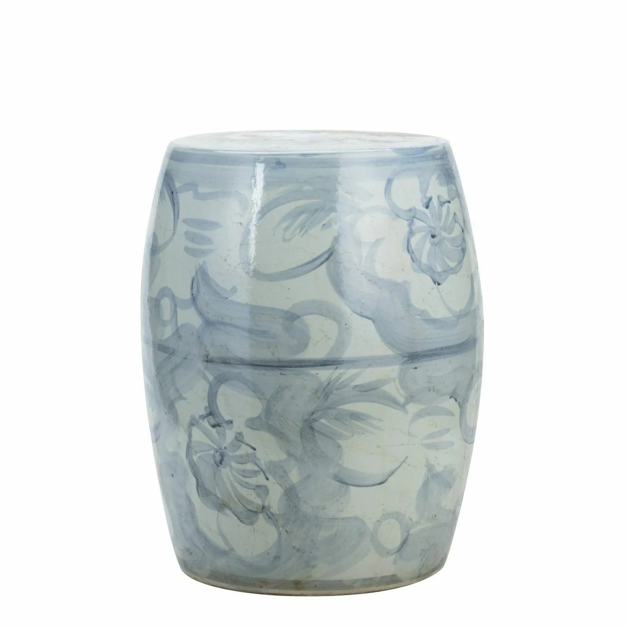 Legend of Asia Blue & White Silla Flower Large Porcelain Garden Stool