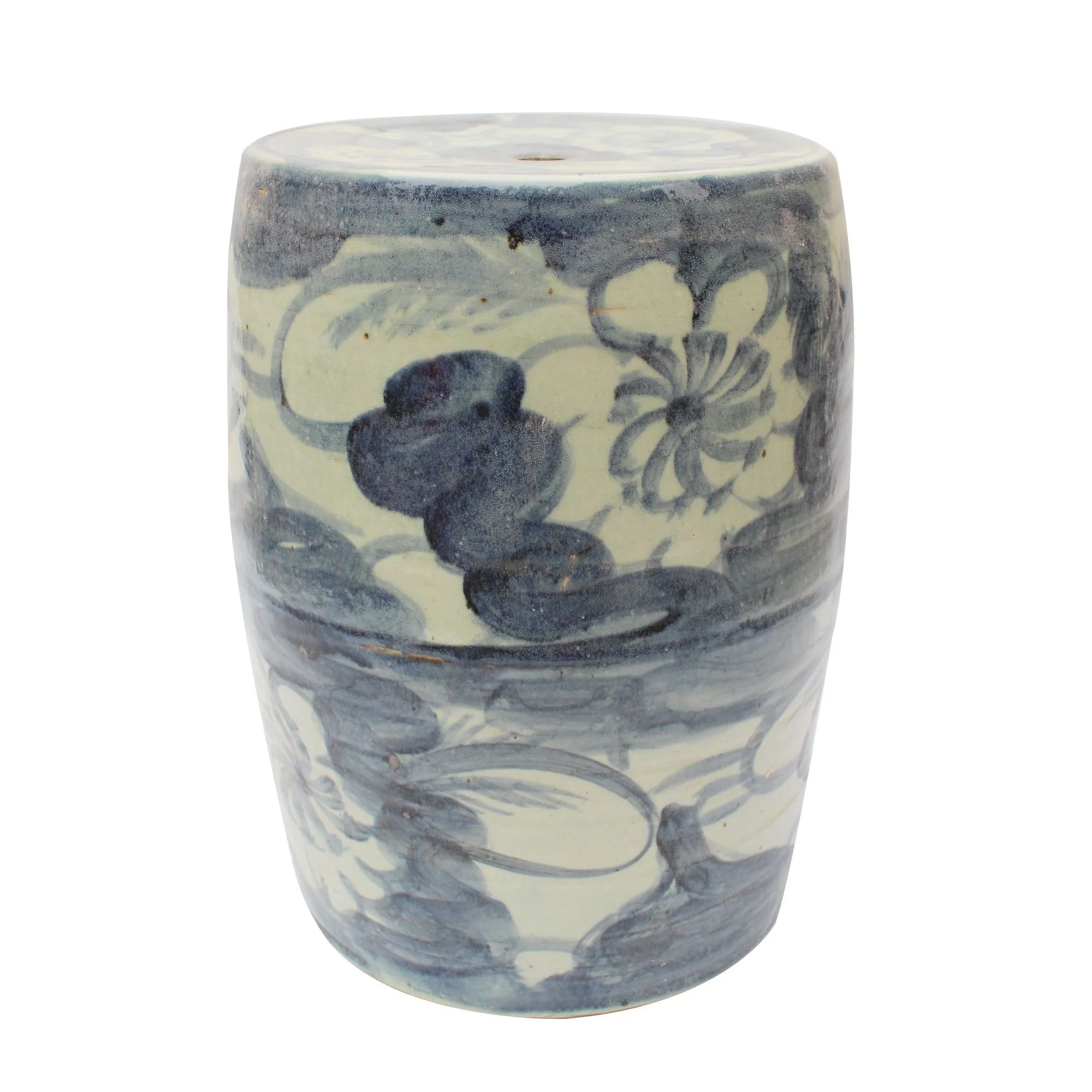 Legend of Asia Blue & White Silla Garden Stool Twisted Flower