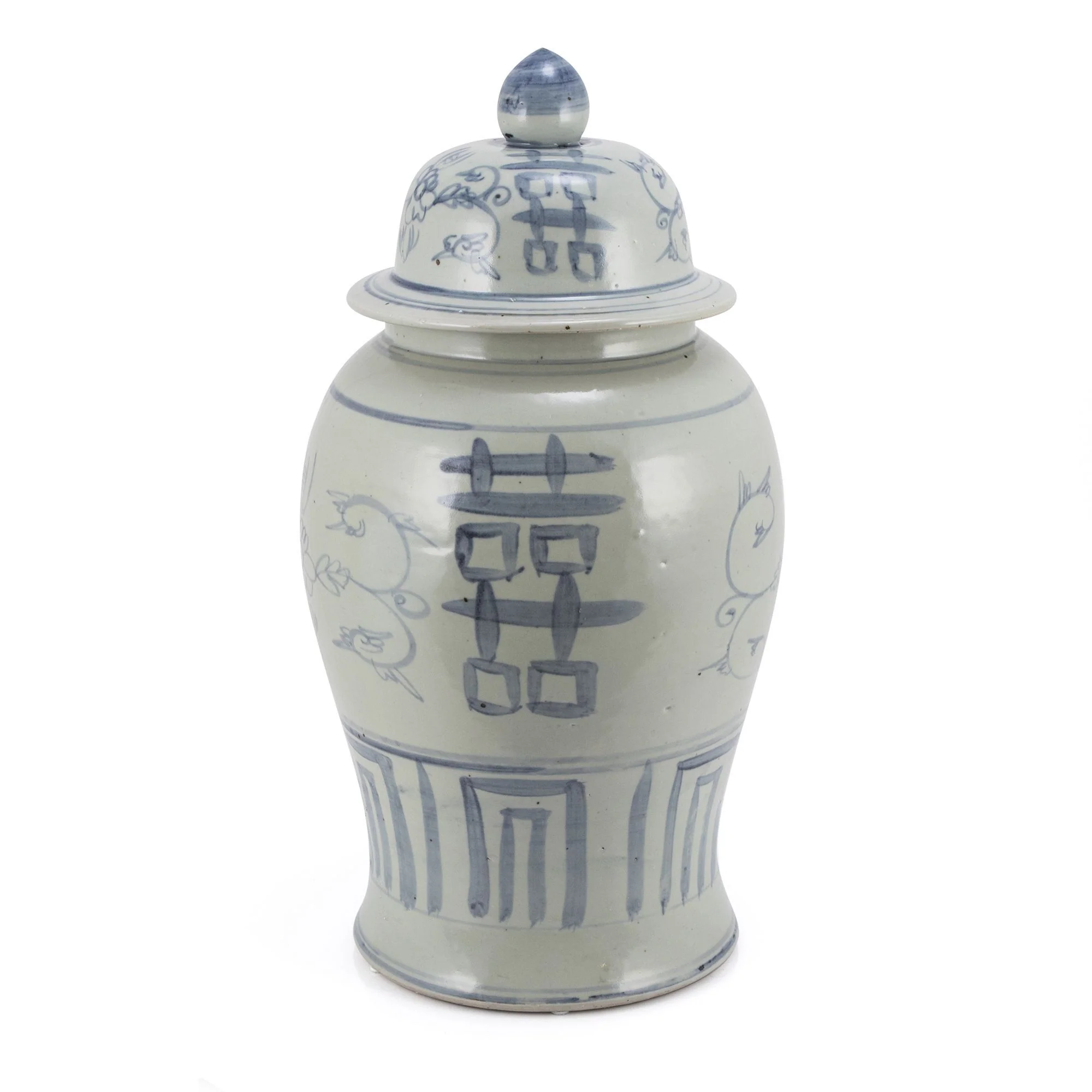 Legend of Asia Blue & White Temple Jar Seagrass Double Happiness Motif