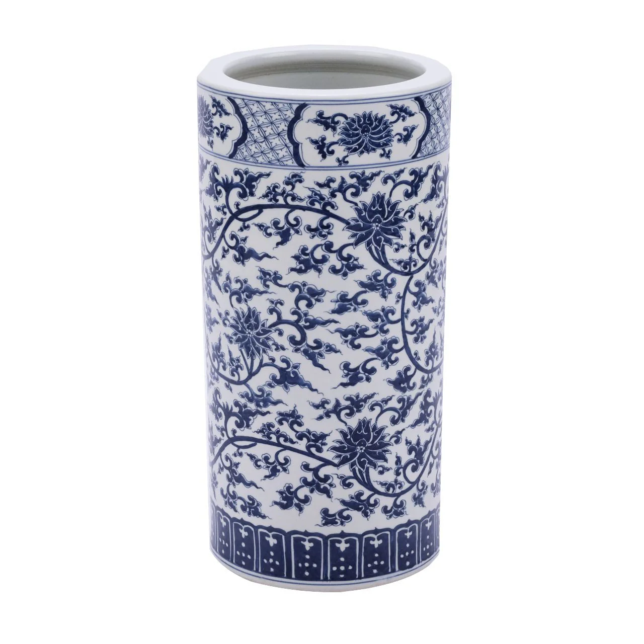 Legend of Asia Blue & White Twisted Lotus Umbrella Stand Vase